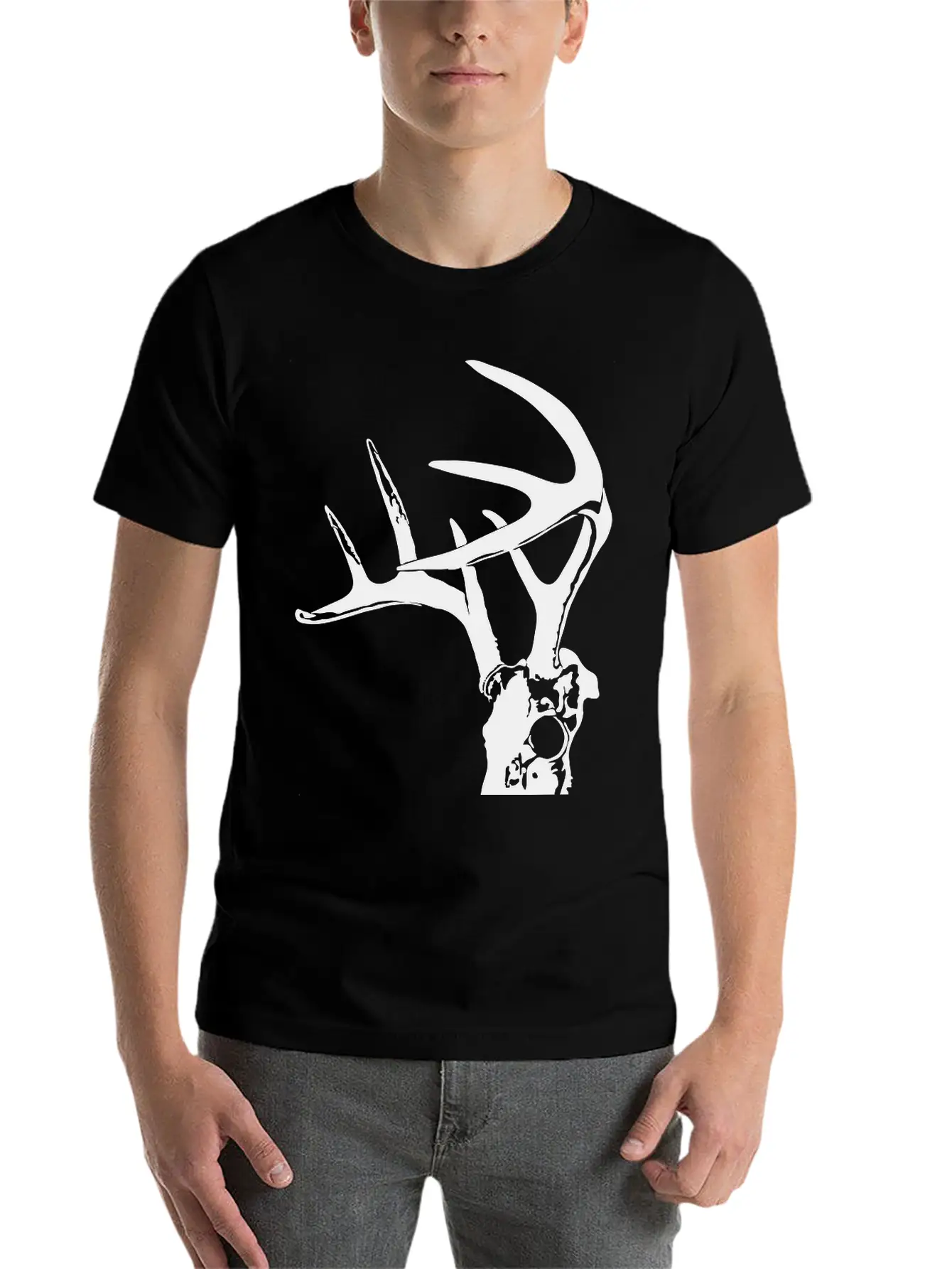 Deer Skull 2 Black Timeless Short Sleeve Tee – Comfy And Minimalist Design
