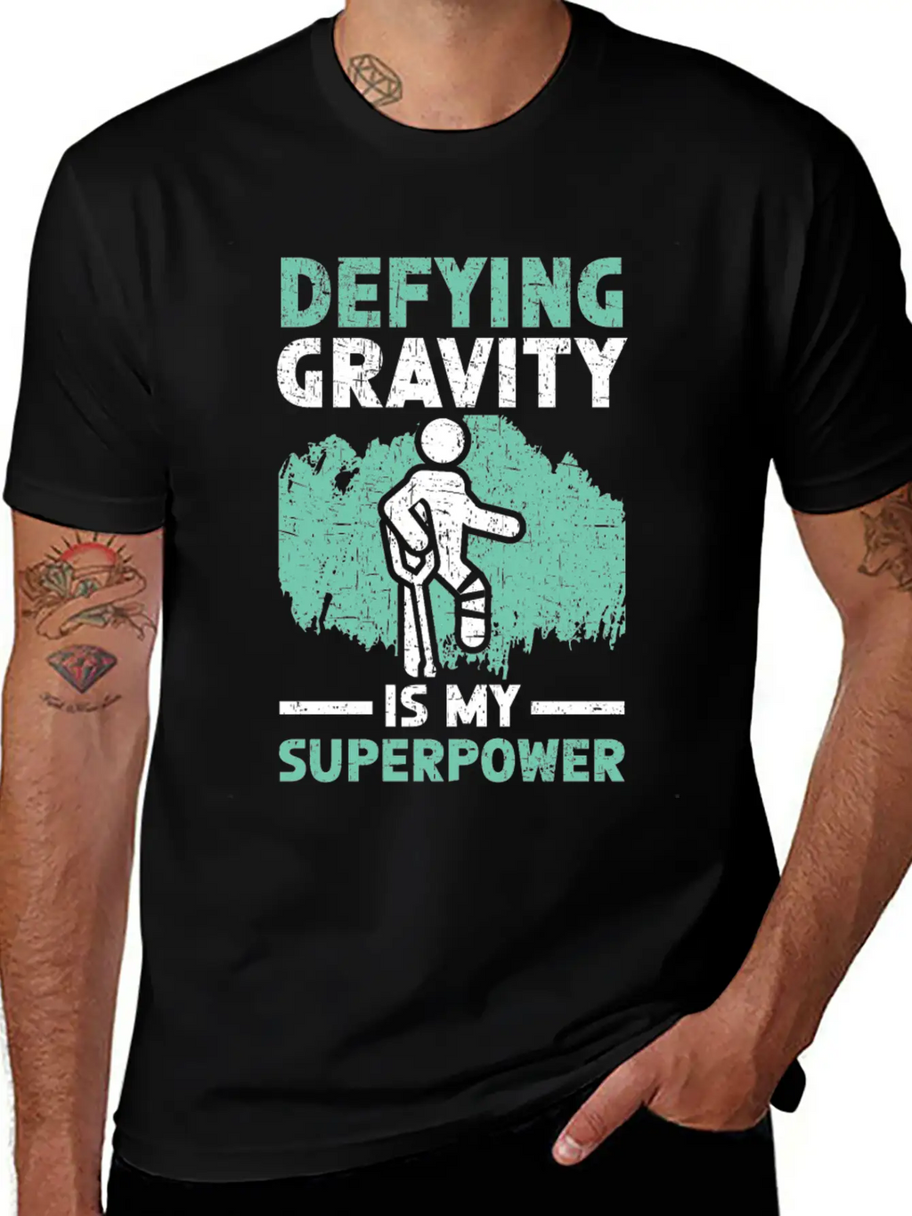 Defying Gravity Is My Superpower Broken Leg Injury Basic Graphic T-Shirt – Daily Comfort In Soft Cotton