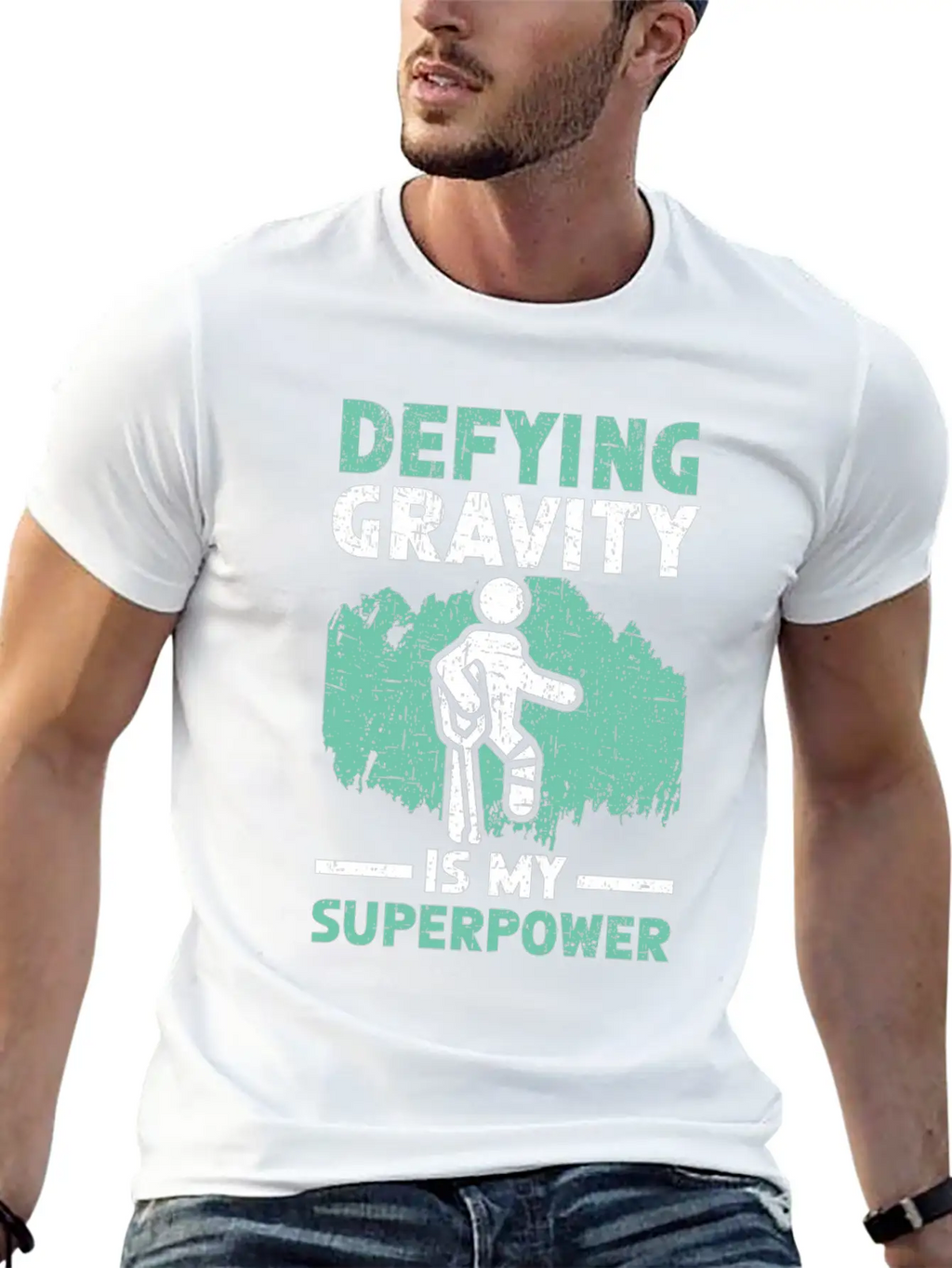 Defying Gravity Is My Superpower Broken Leg Injury Basic Graphic T-Shirt – Daily Comfort In Soft Cotton
