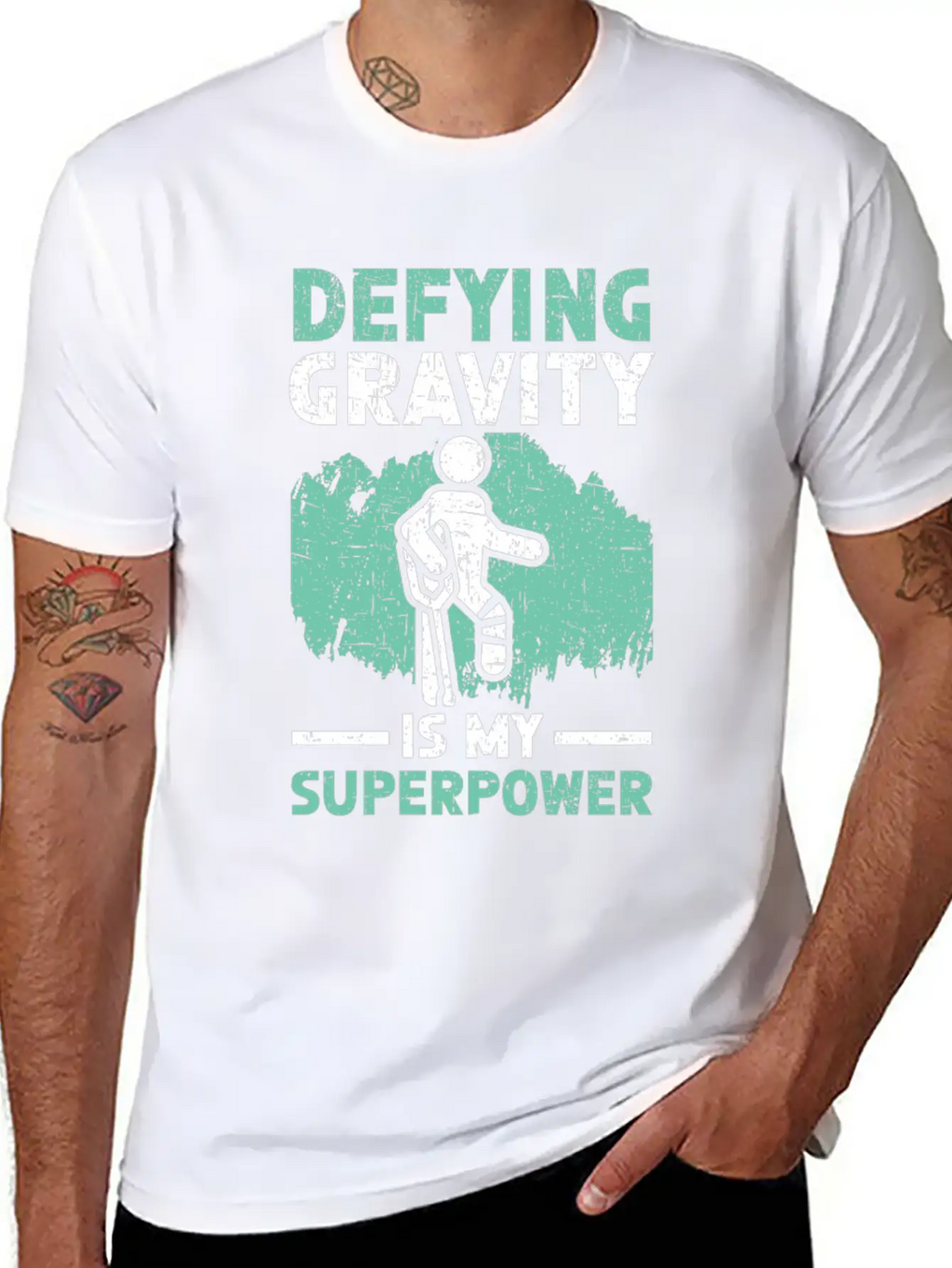 Defying Gravity Is My Superpower Broken Leg Injury Basic Graphic T-Shirt – Daily Comfort In Soft Cotton
