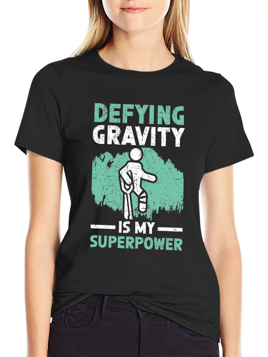 Defying Gravity Is My Superpower Broken Leg Injury Basic Graphic T-Shirt – Daily Comfort In Soft Cotton