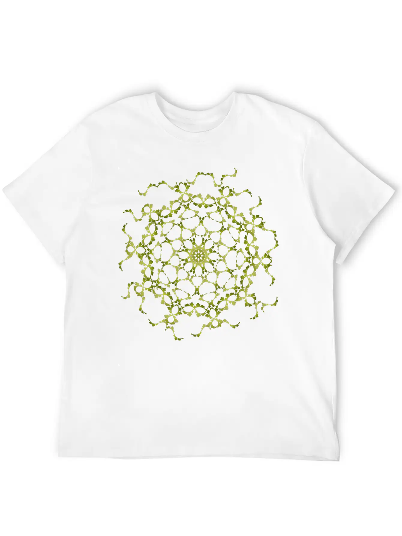 Delicate Filigree Structure Made Of Green Ornament Basic Graphic T-Shirt – Daily Comfort In Soft Cotton