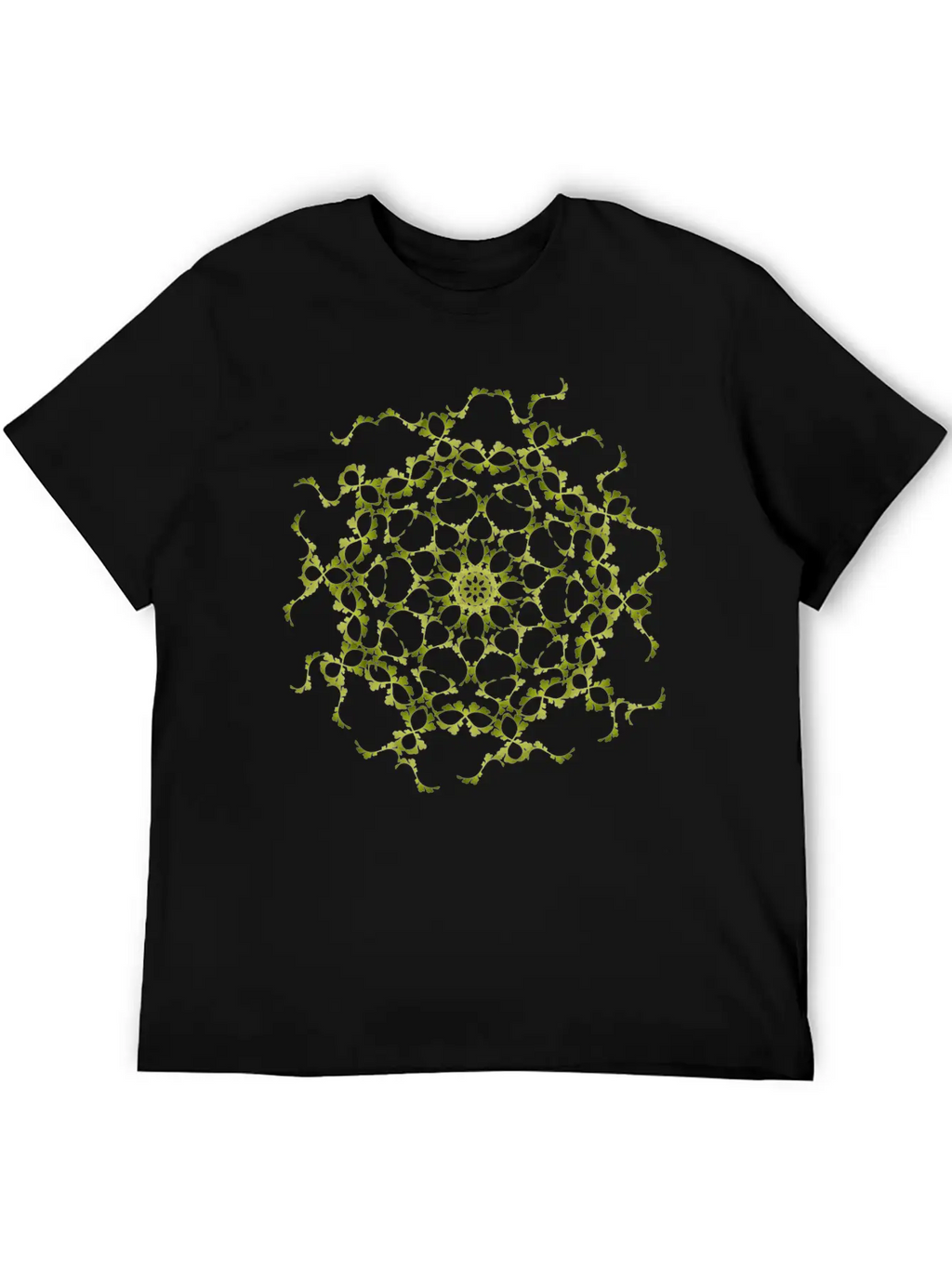Delicate Filigree Structure Made Of Green Ornament Basic Graphic T-Shirt – Daily Comfort In Soft Cotton