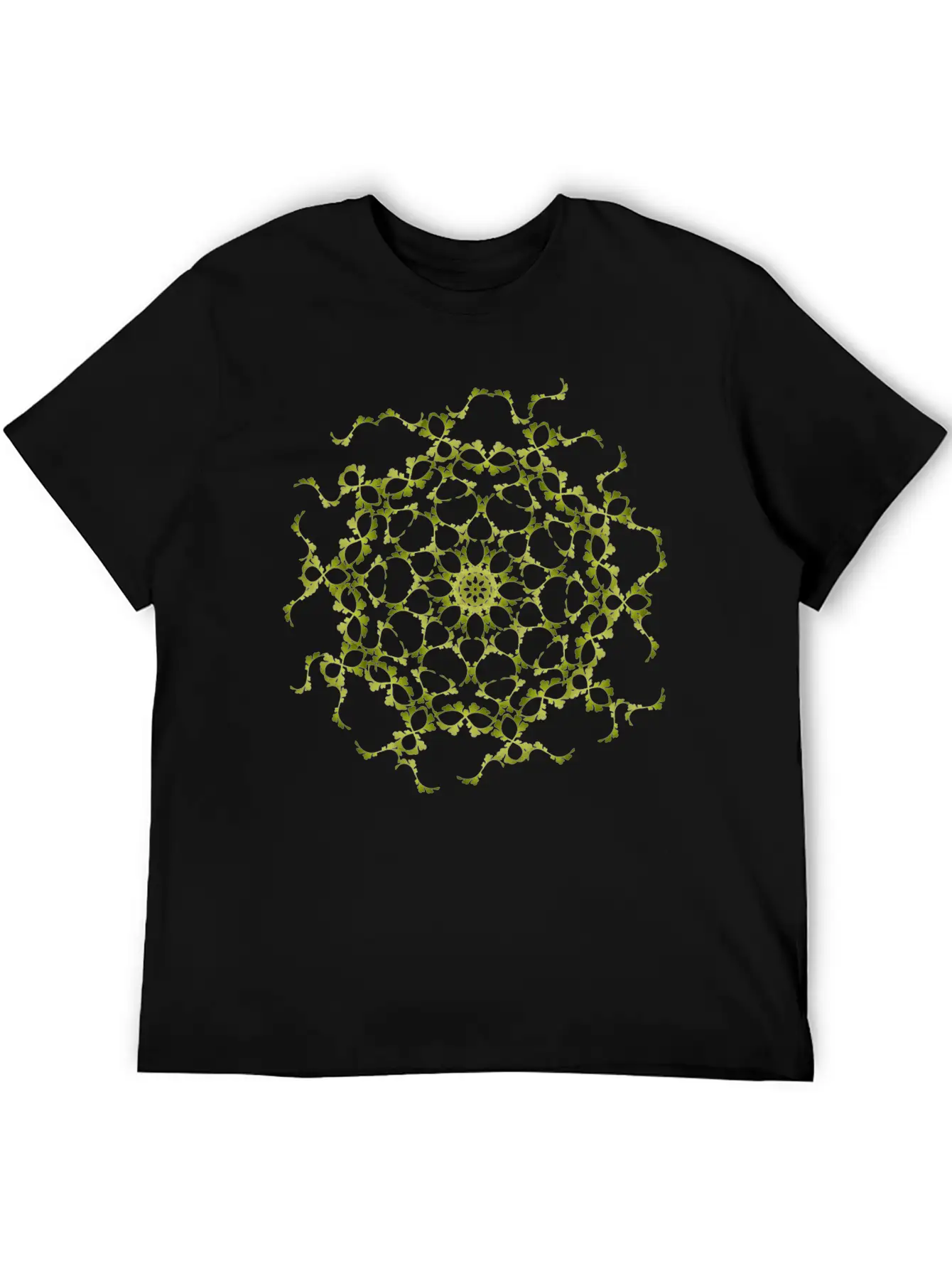 Delicate Filigree Structure Made Of Green Ornament Basic Graphic T-Shirt – Daily Comfort In Soft Cotton