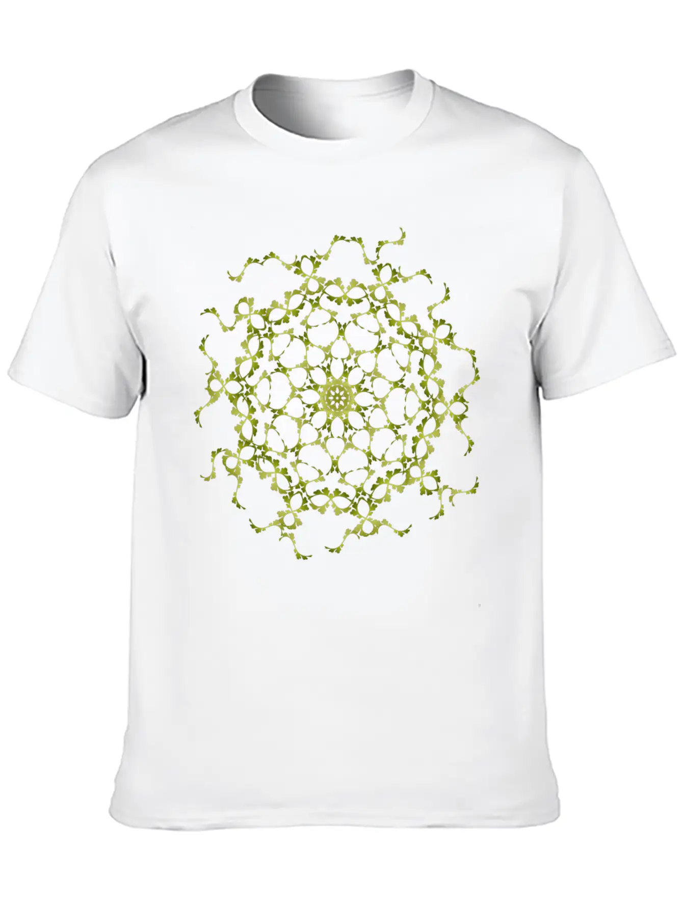 Delicate Filigree Structure Made Of Green Ornament Basic Graphic T-Shirt – Daily Comfort In Soft Cotton