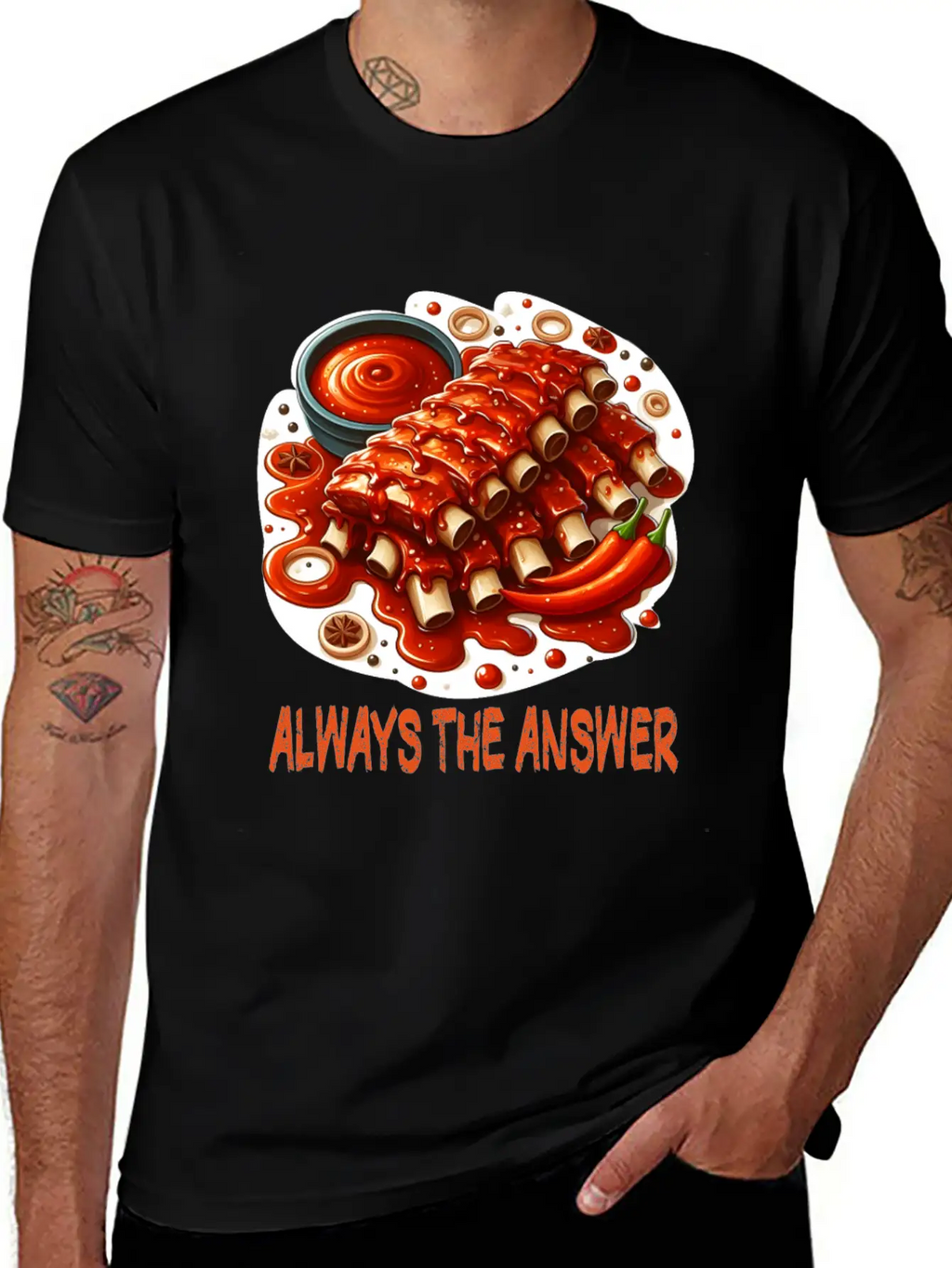 Delicious Barbecue Spare Ribs Breathable Graphic T-Shirt – Perfect For Casual Days