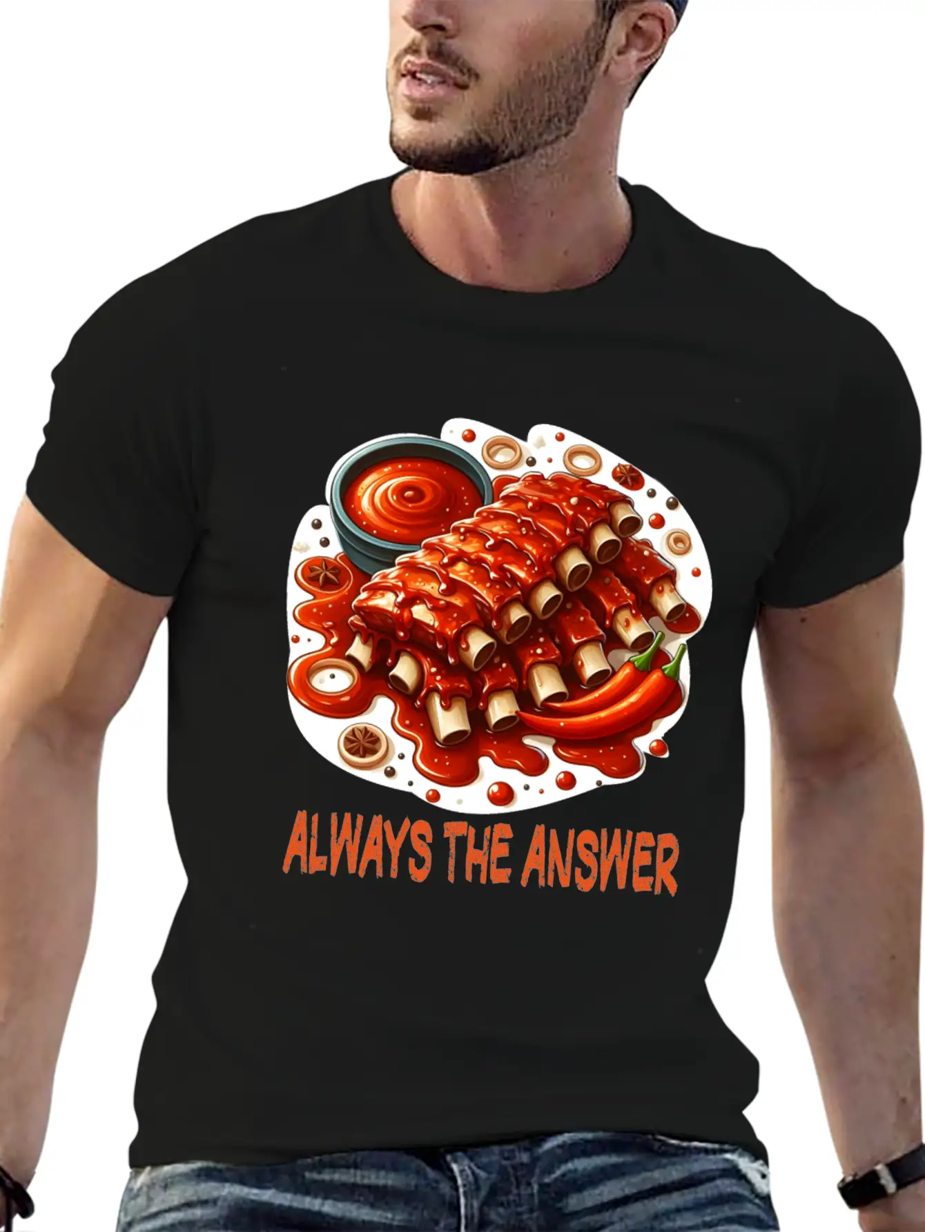 Delicious Barbecue Spare Ribs Breathable Graphic T-Shirt – Perfect For Casual Days