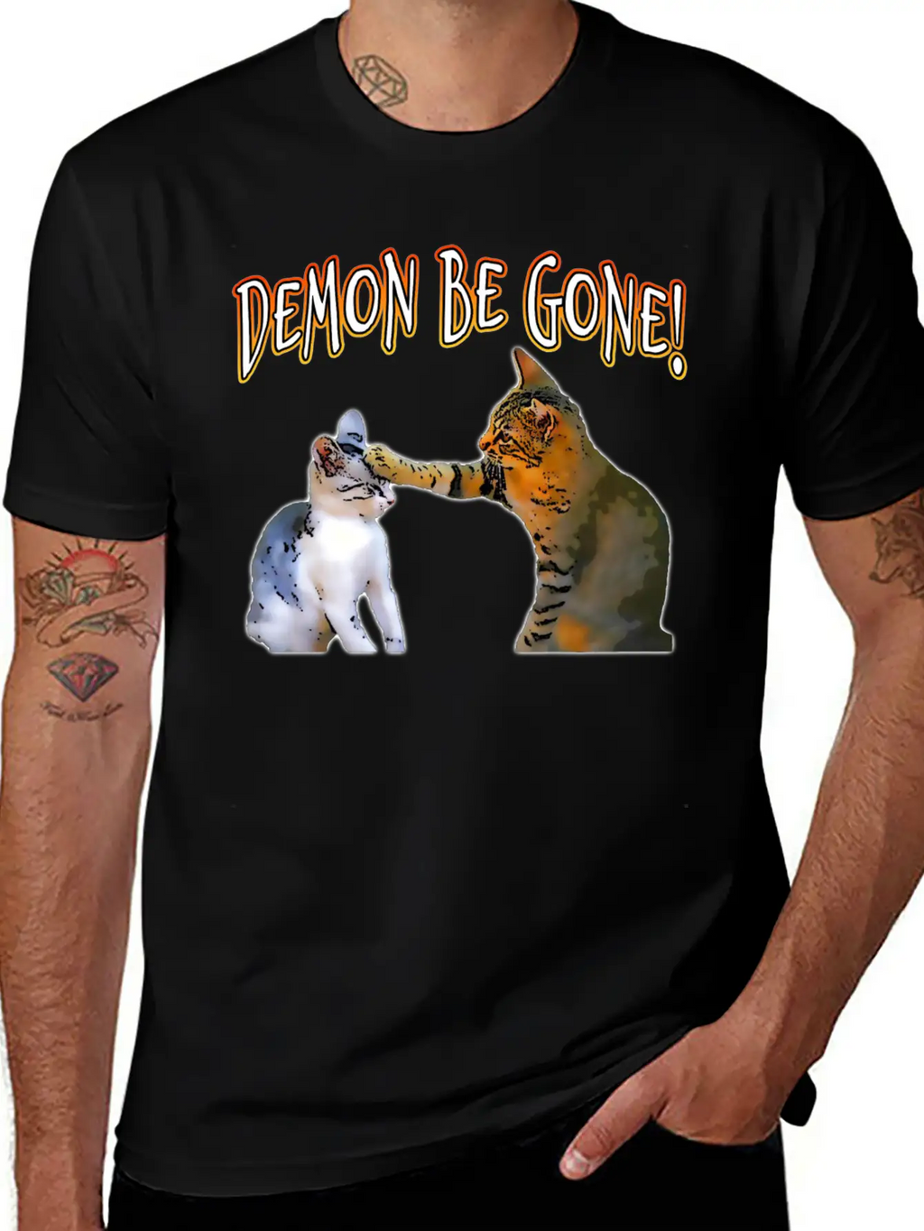 Demon Be Gone Cats Classic Cotton Tee – Unisex Comfort For Any Season