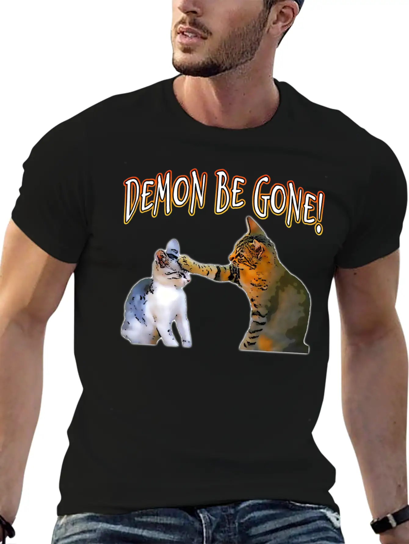Demon Be Gone Cats Classic Cotton Tee – Unisex Comfort For Any Season