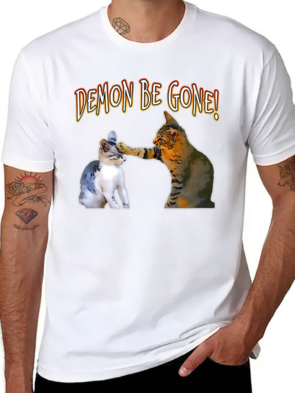 Demon Be Gone Cats Classic Cotton Tee – Unisex Comfort For Any Season