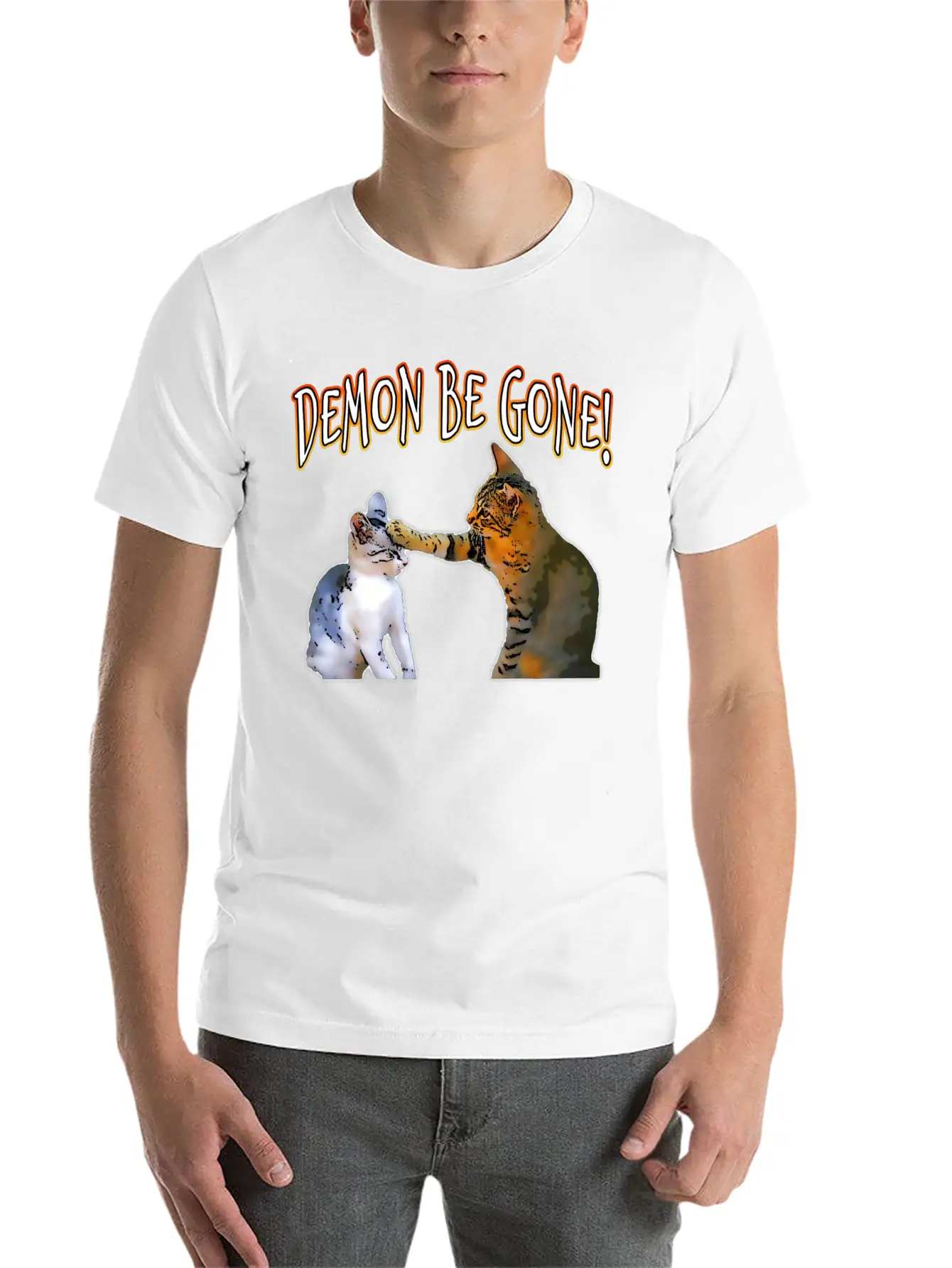 Demon Be Gone Cats Classic Cotton Tee – Unisex Comfort For Any Season