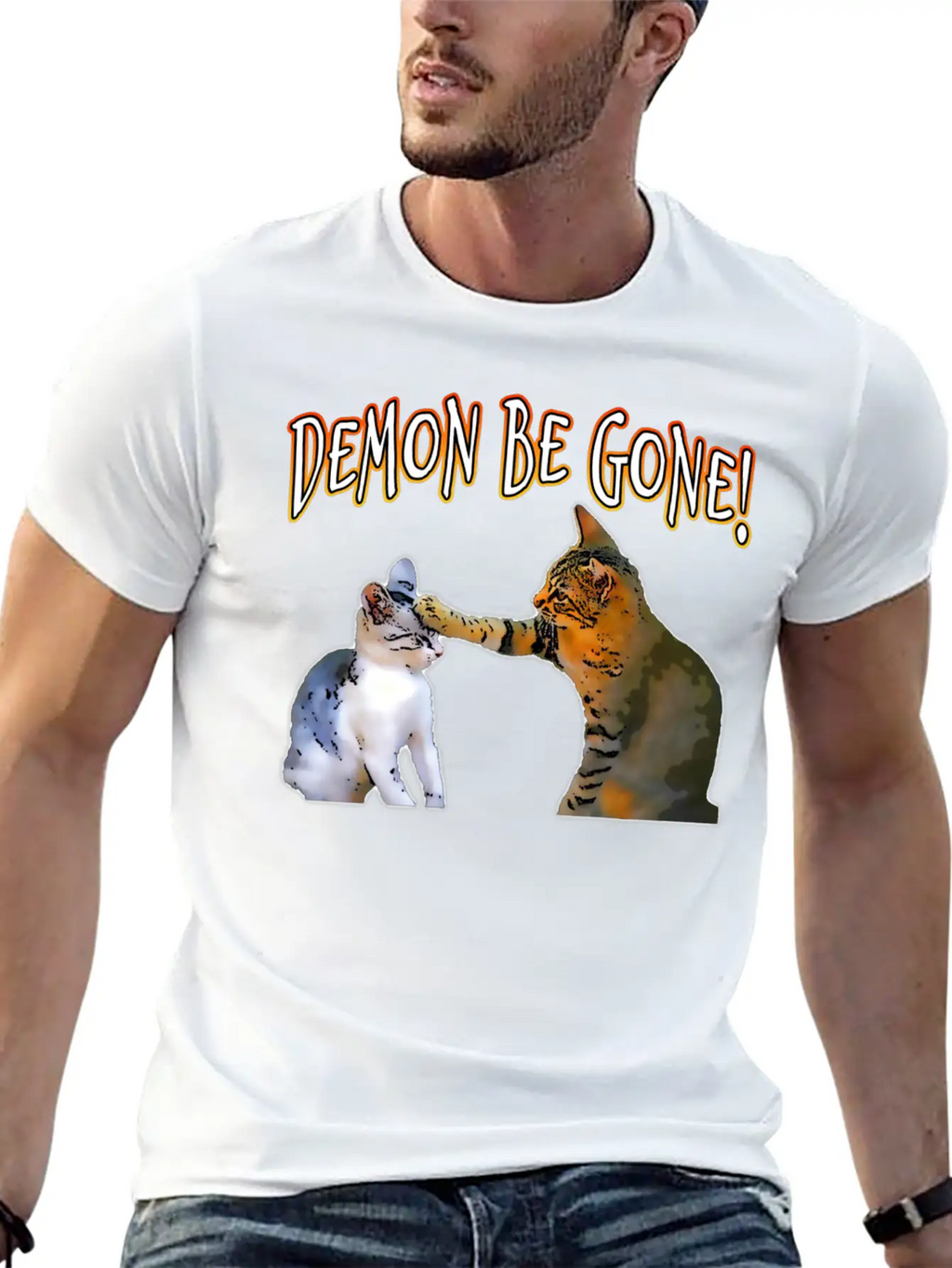 Demon Be Gone Cats Classic Cotton Tee – Unisex Comfort For Any Season