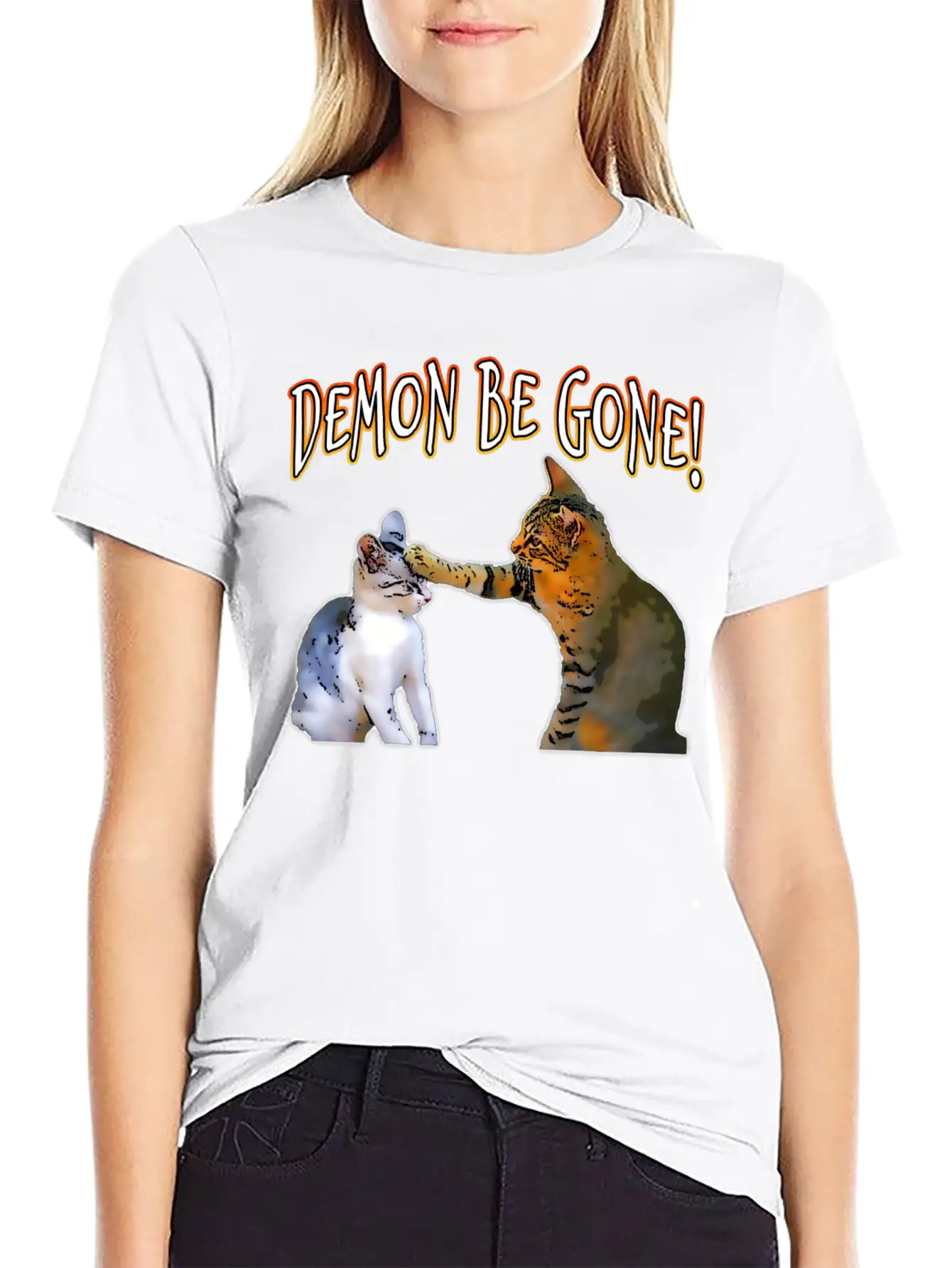 Demon Be Gone Cats Classic Cotton Tee – Unisex Comfort For Any Season