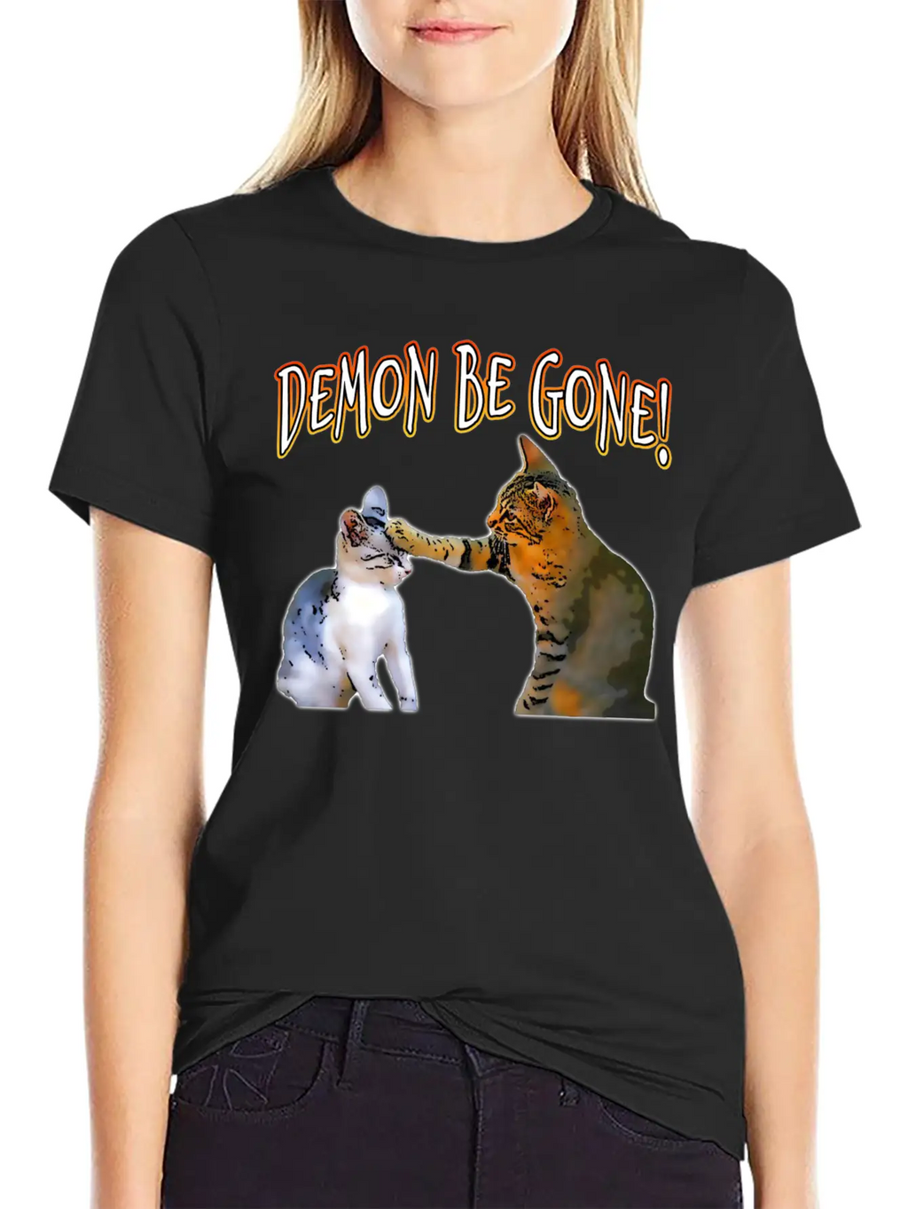 Demon Be Gone Cats Classic Cotton Tee – Unisex Comfort For Any Season