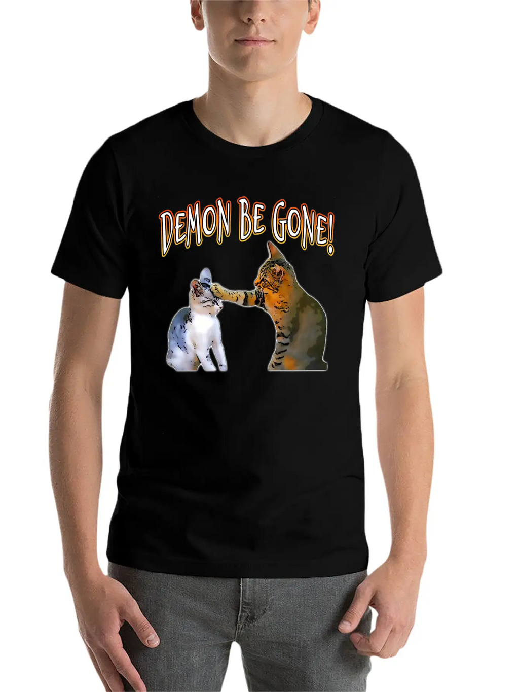 Demon Be Gone Cats Classic Cotton Tee – Unisex Comfort For Any Season