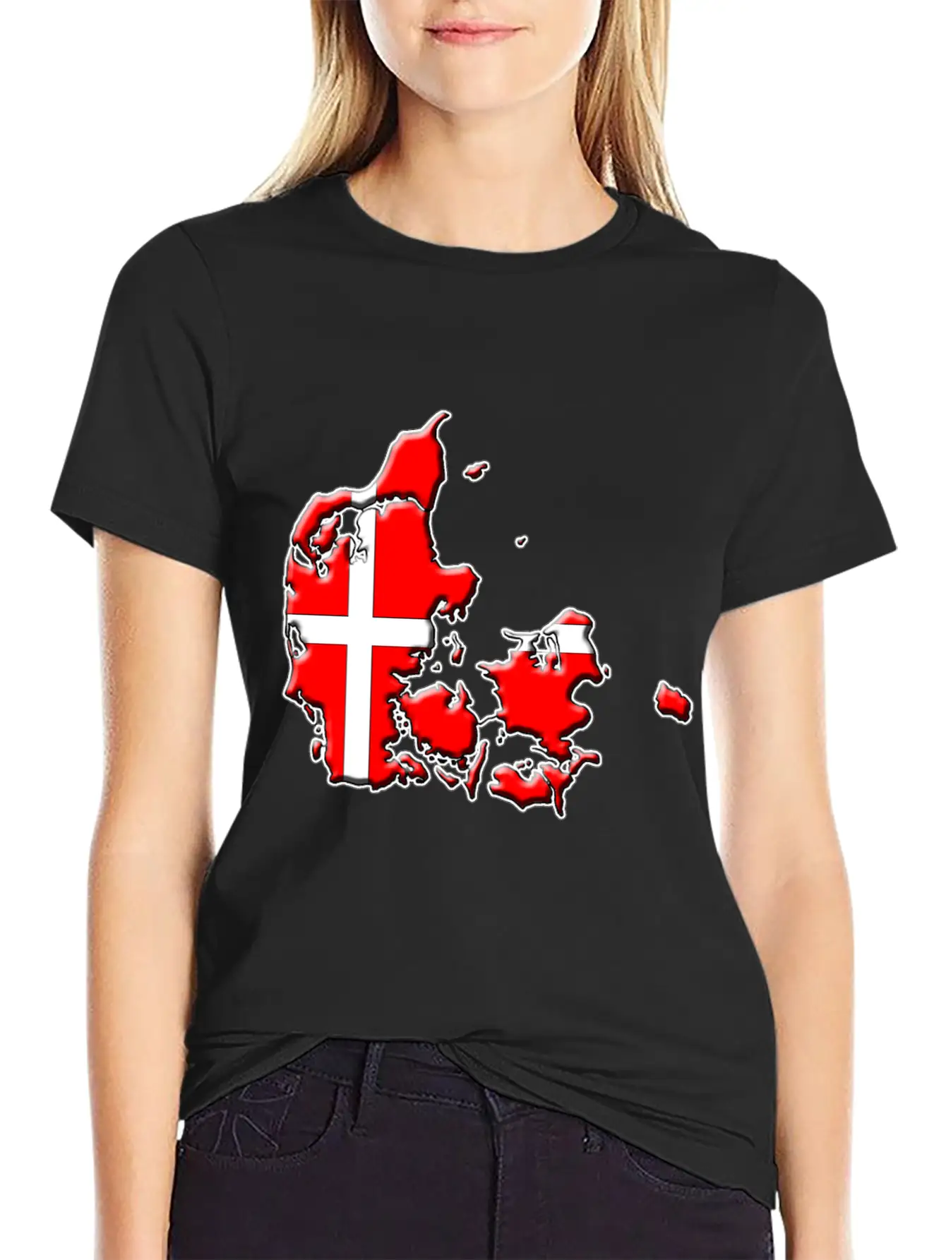Denmark Flag Map Breathable Graphic T-Shirt – Perfect For Casual Days