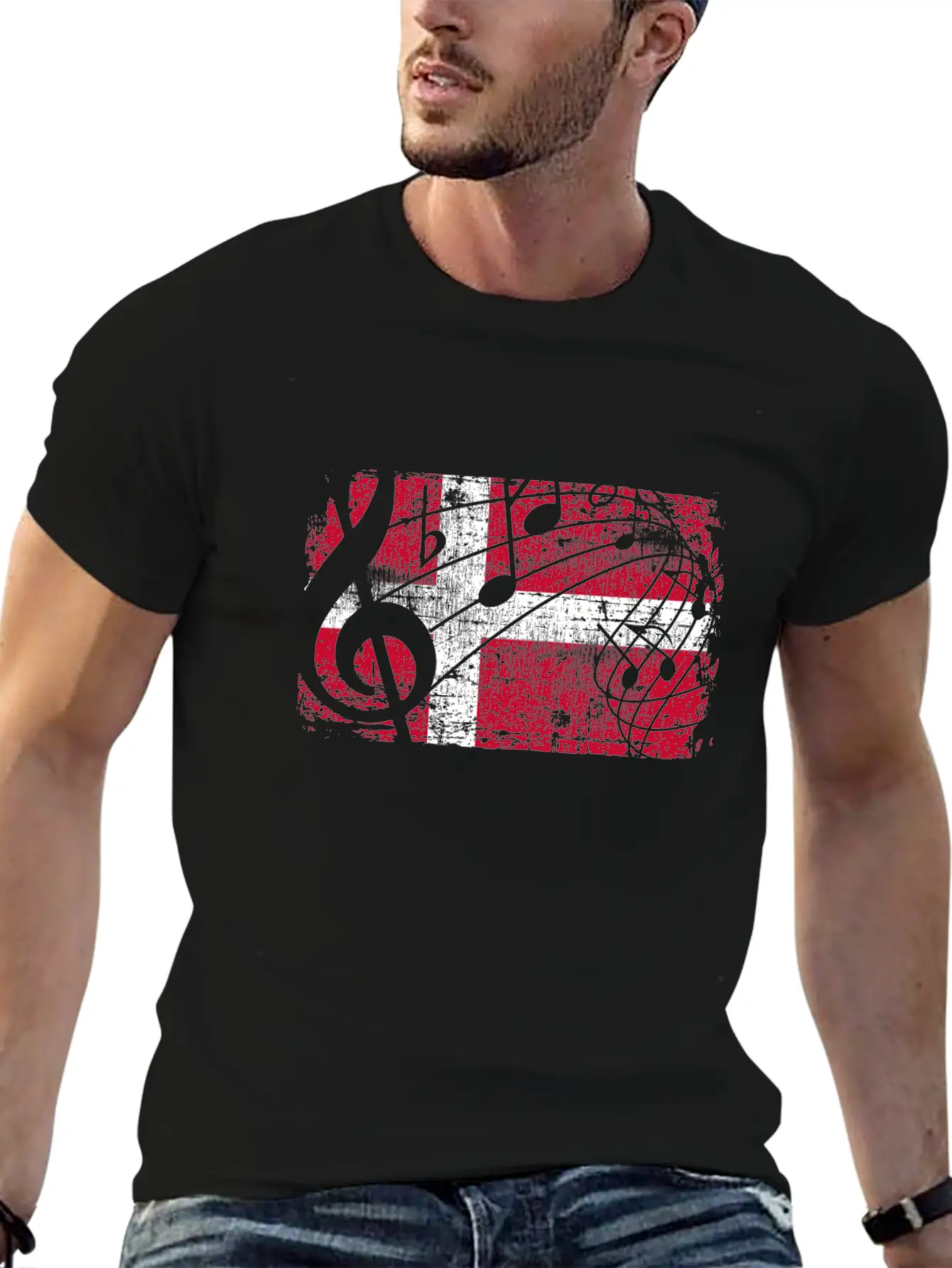 Denmark Music Flag Breathable Graphic T-Shirt – Perfect For Casual Days
