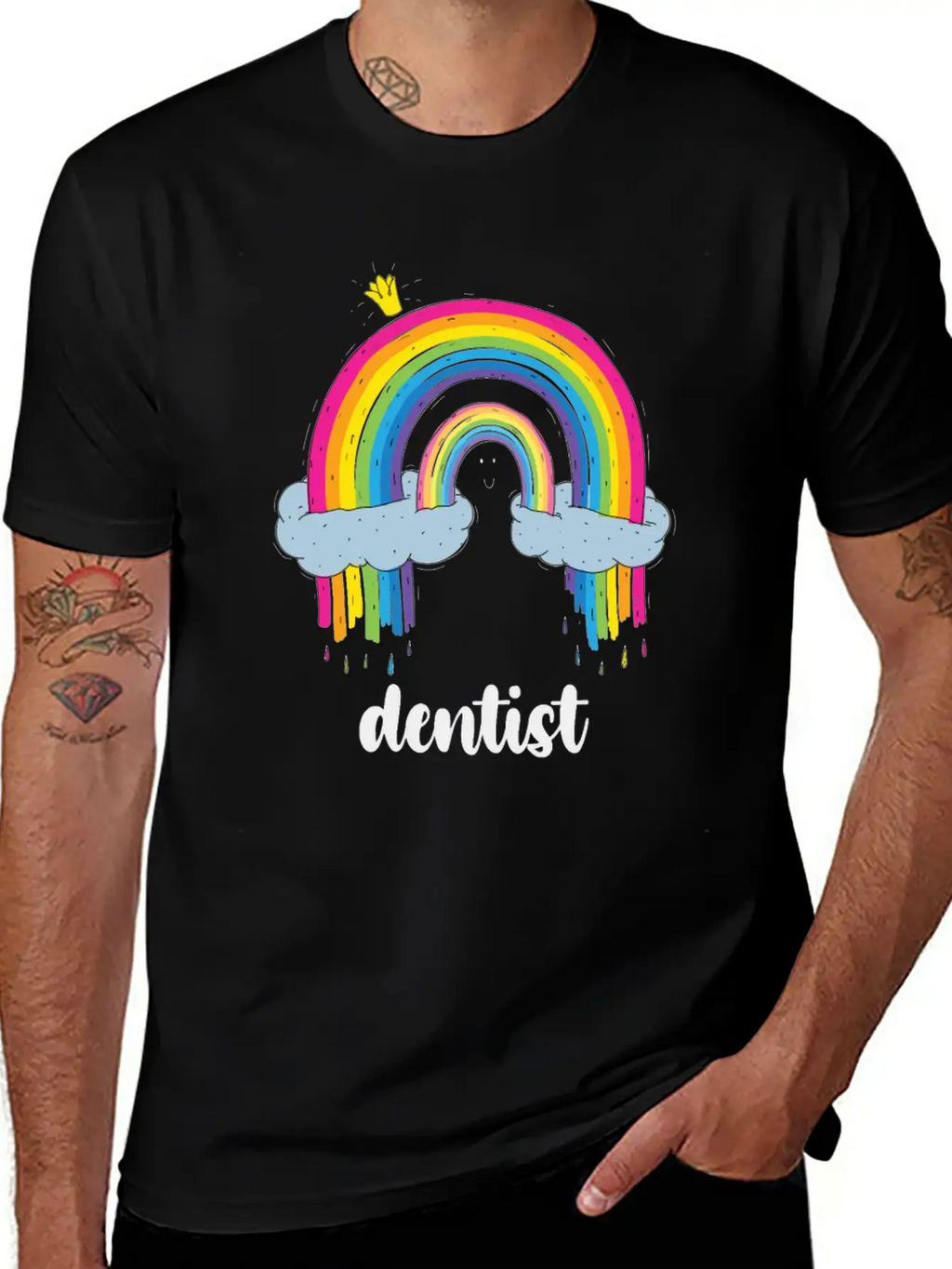 Dentist Cute Boho Rainbow Basic Graphic T-Shirt – Daily Comfort In Soft Cotton