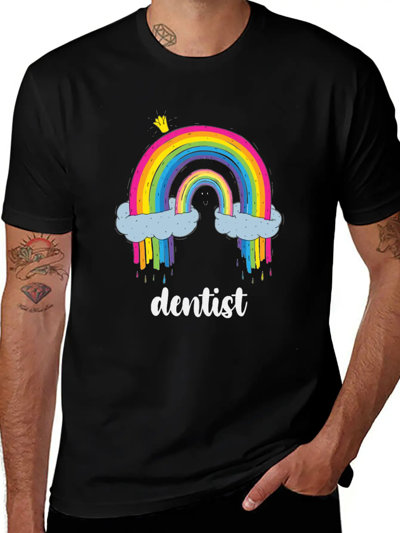 Dentist Cute Boho Rainbow Basic Graphic T-Shirt – Daily Comfort In Soft Cotton