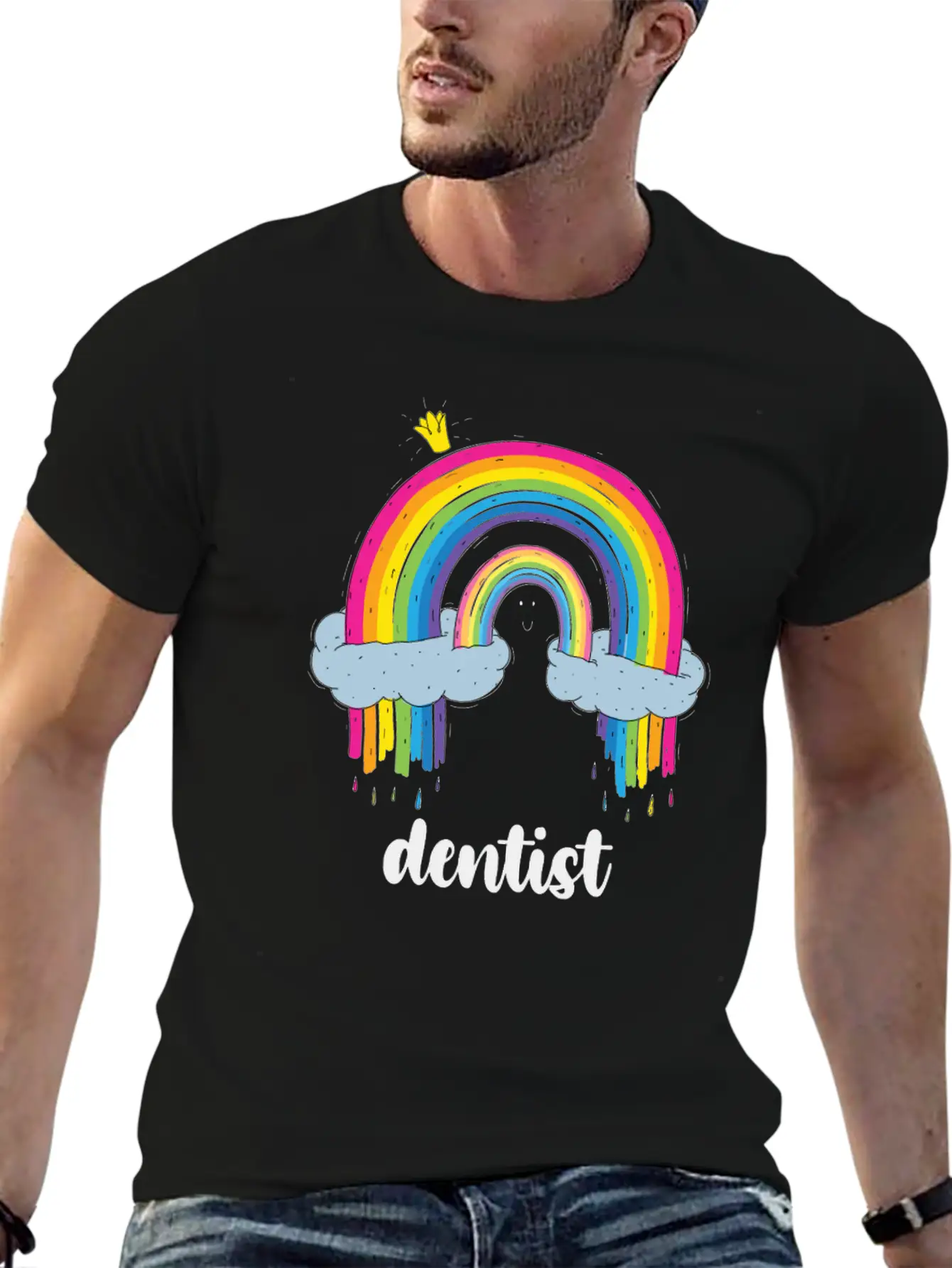 Dentist Cute Boho Rainbow Basic Graphic T-Shirt – Daily Comfort In Soft Cotton