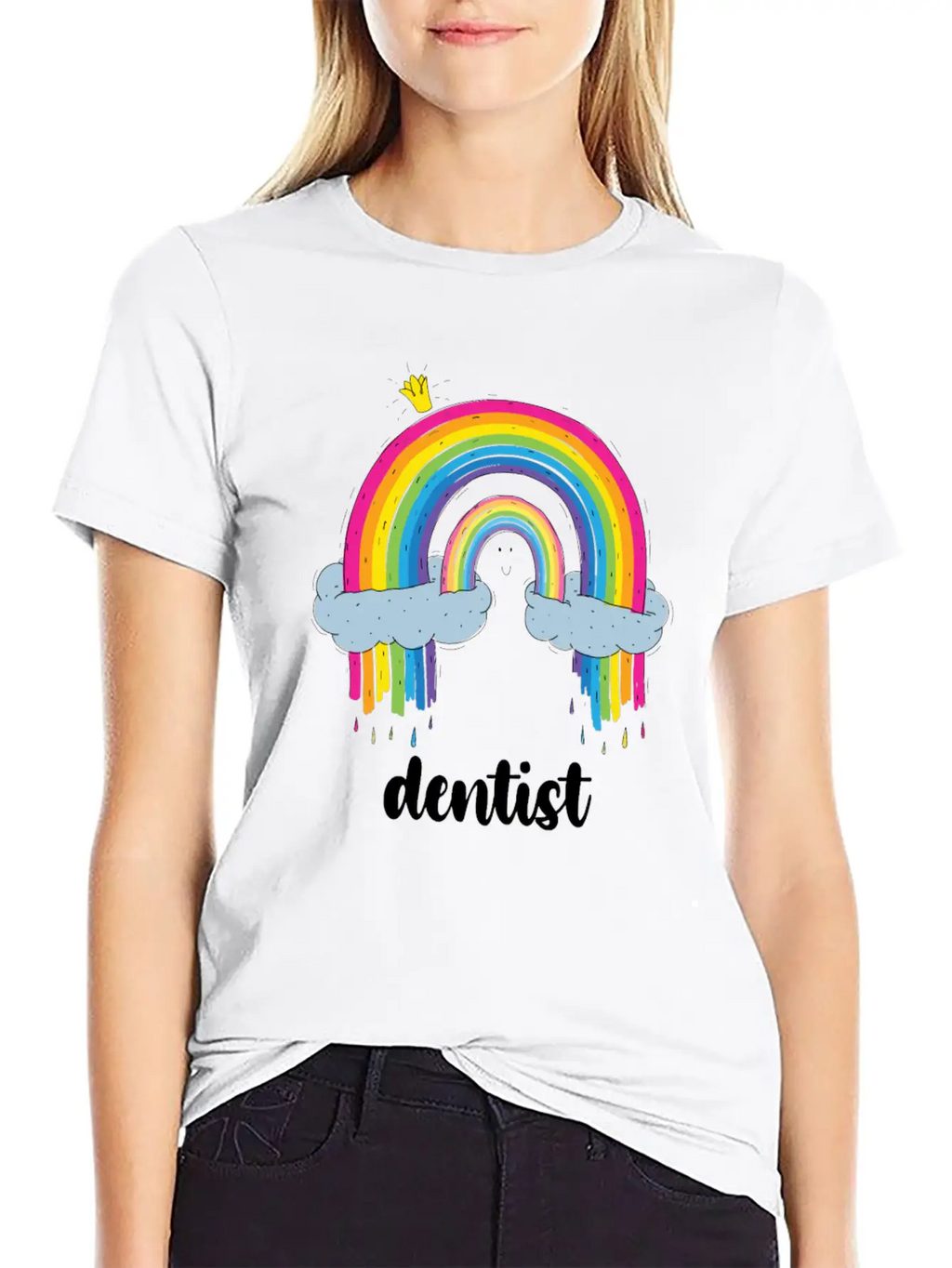 Dentist Cute Boho Rainbow Basic Graphic T-Shirt – Daily Comfort In Soft Cotton