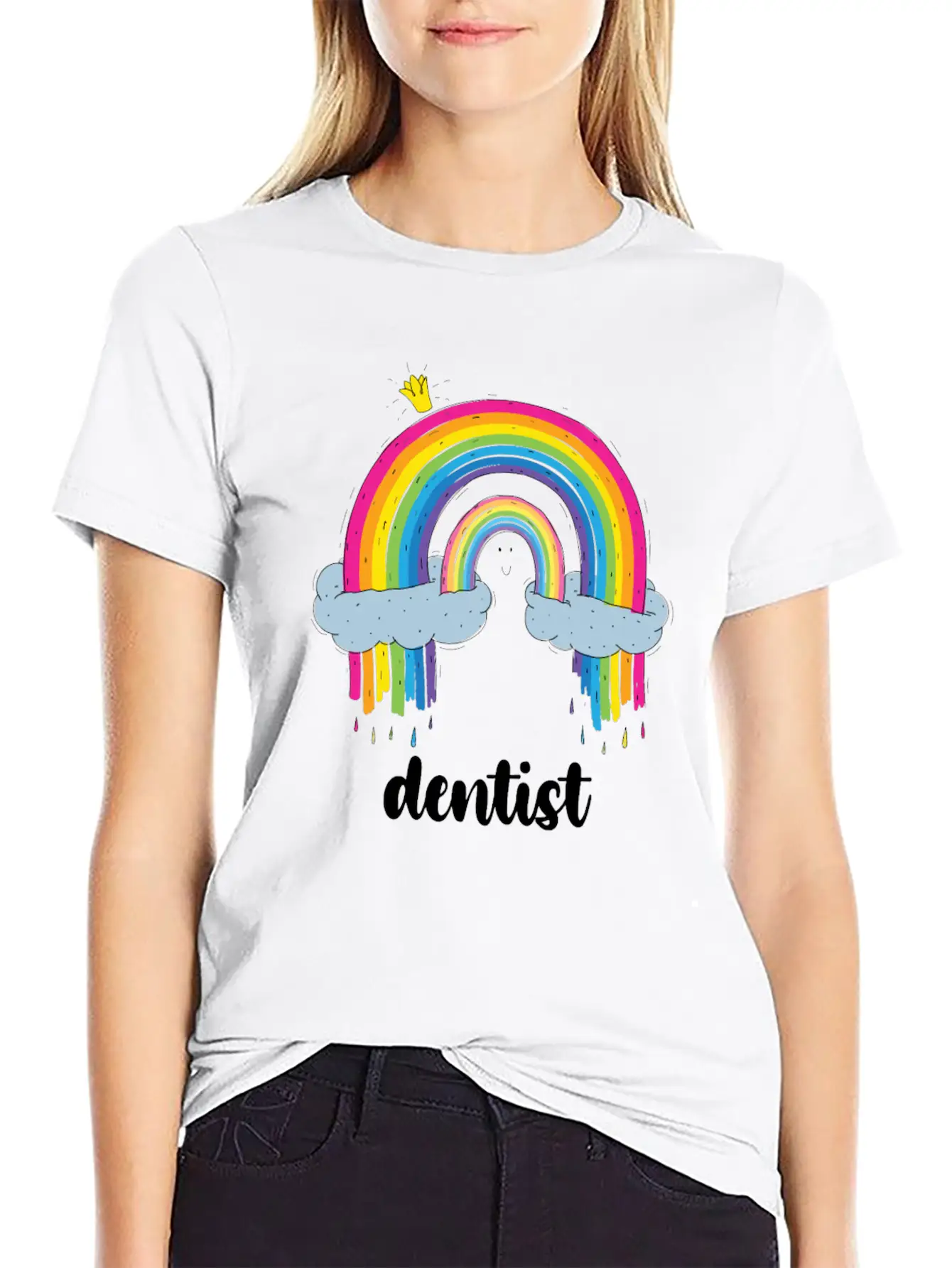 Dentist Cute Boho Rainbow Basic Graphic T-Shirt – Daily Comfort In Soft Cotton