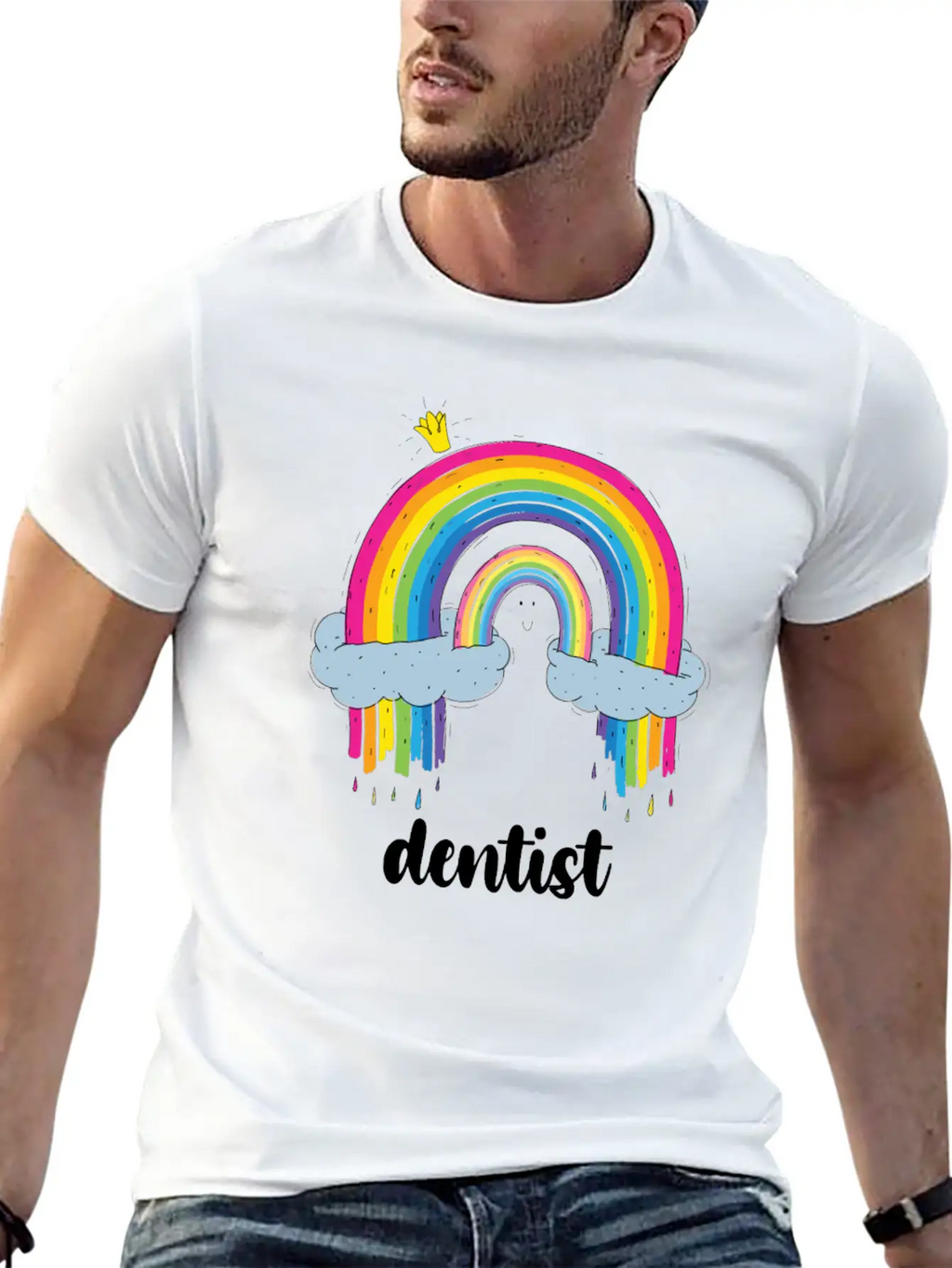 Dentist Cute Boho Rainbow Basic Graphic T-Shirt – Daily Comfort In Soft Cotton