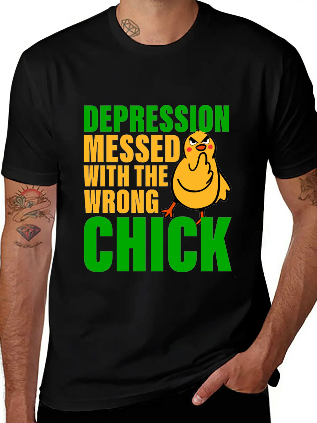 Depression Messed With The Wrong Chick 3 Breathable Soft Cotton T-Shirt – Timeless Casual Look