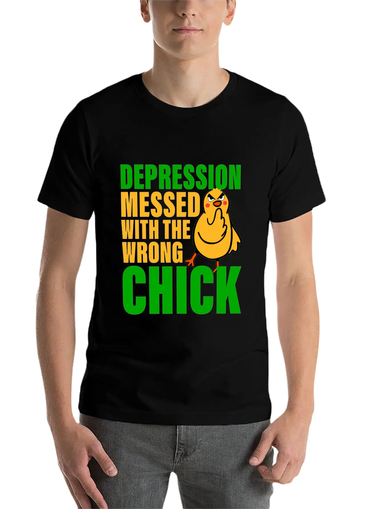 Depression Messed With The Wrong Chick 3 Breathable Soft Cotton T-Shirt – Timeless Casual Look