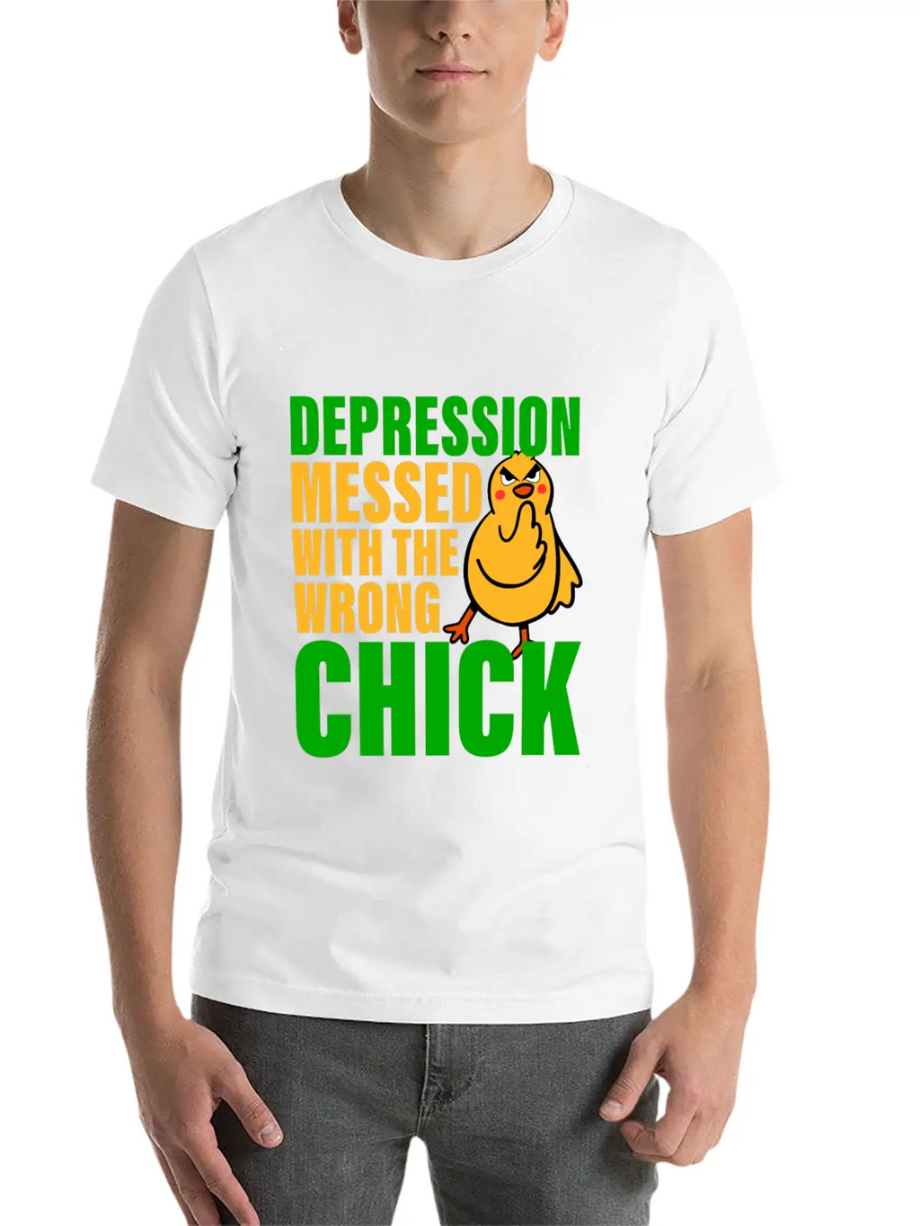 Depression Messed With The Wrong Chick 3 Breathable Soft Cotton T-Shirt – Timeless Casual Look