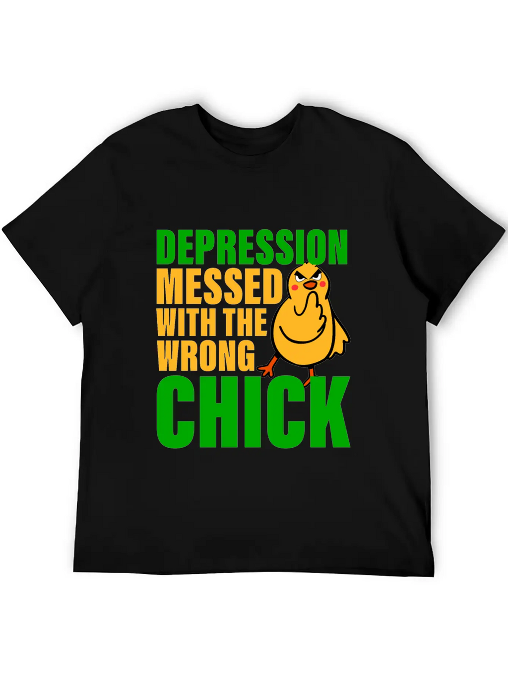 Depression Messed With The Wrong Chick 3 Breathable Soft Cotton T-Shirt – Timeless Casual Look