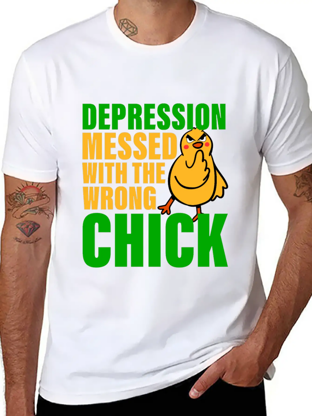 Depression Messed With The Wrong Chick 3 Breathable Soft Cotton T-Shirt – Timeless Casual Look