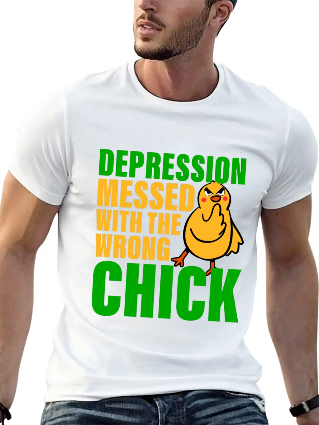 Depression Messed With The Wrong Chick 3 Breathable Soft Cotton T-Shirt – Timeless Casual Look