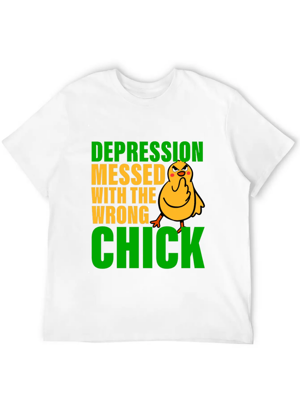 Depression Messed With The Wrong Chick 3 Breathable Soft Cotton T-Shirt – Timeless Casual Look