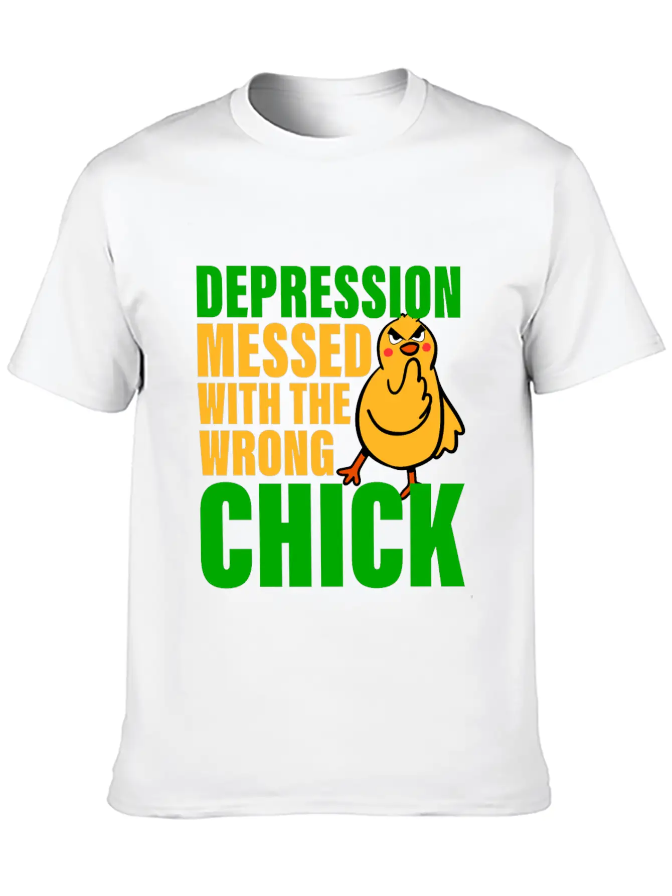 Depression Messed With The Wrong Chick 3 Breathable Soft Cotton T-Shirt – Timeless Casual Look