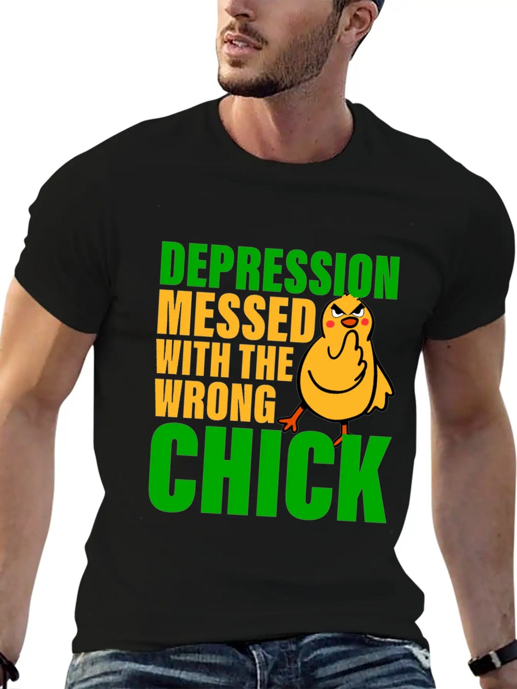 Depression Messed With The Wrong Chick 3 Breathable Soft Cotton T-Shirt – Timeless Casual Look