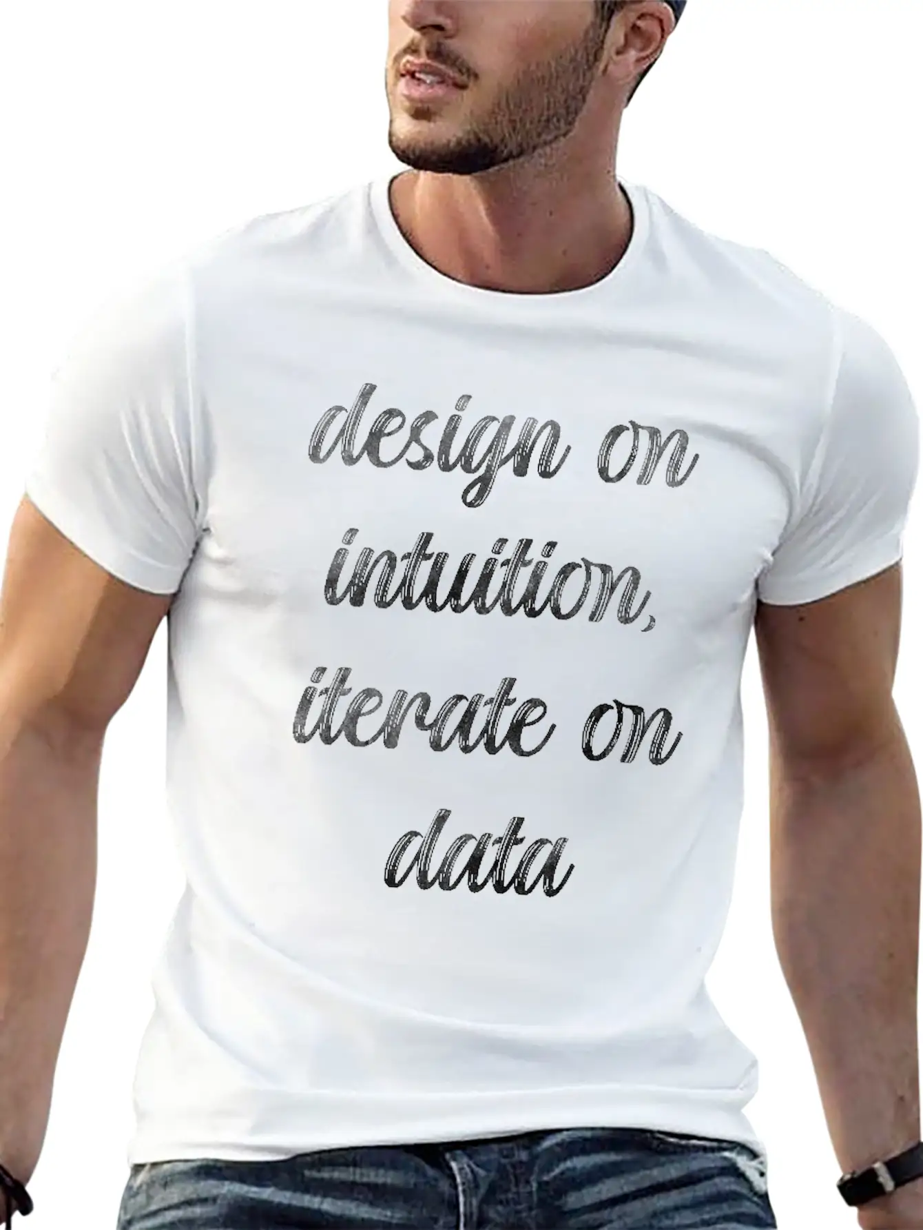 Design On Intuition Iterate On Data Essential Cotton Tee For Daily Outfits – Unisex Style