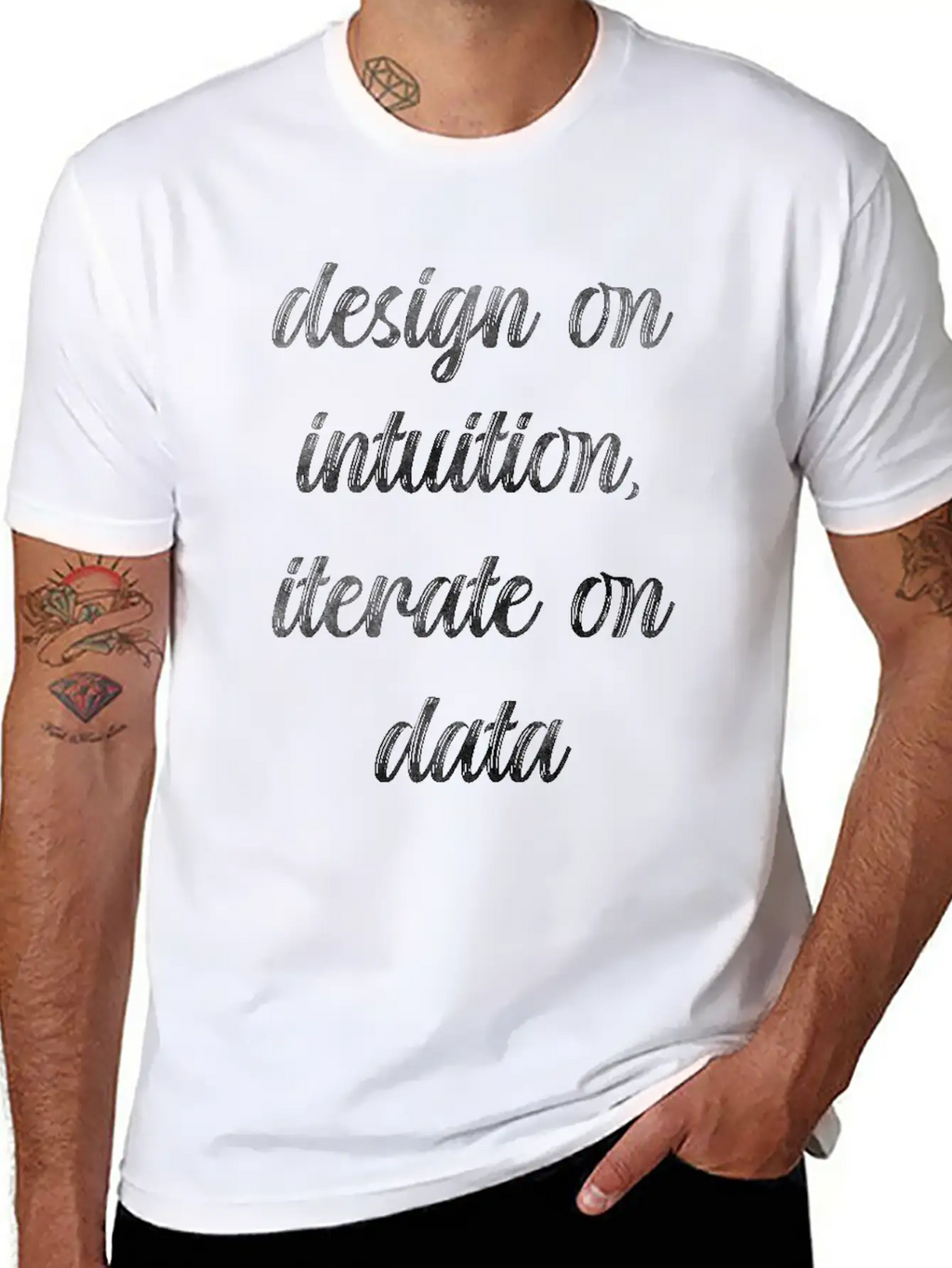 Design On Intuition Iterate On Data Essential Cotton Tee For Daily Outfits – Unisex Style