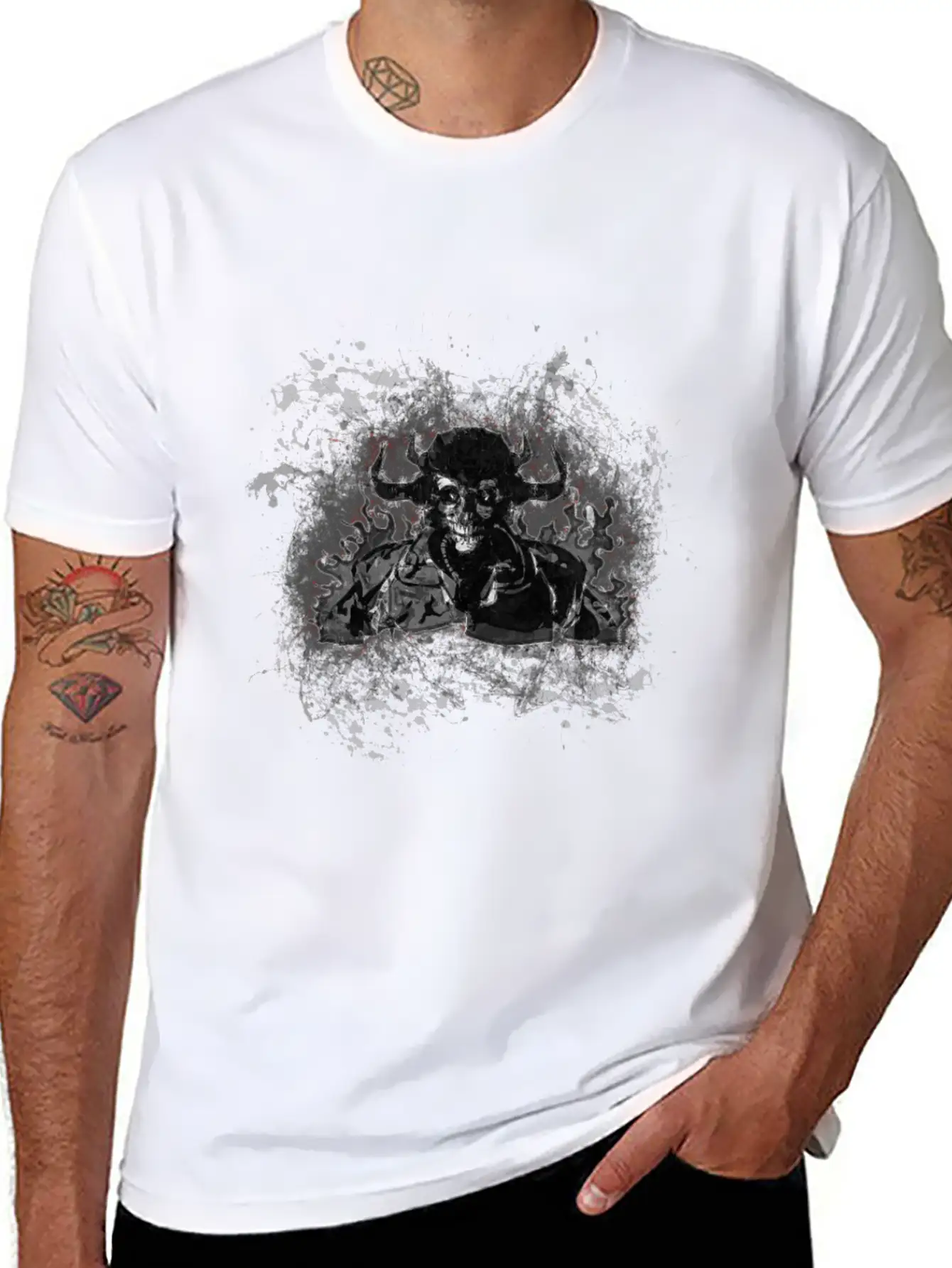 Devil Gothic Monster Paint Splatter Art Classic Cotton Tee – Unisex Comfort For Any Season