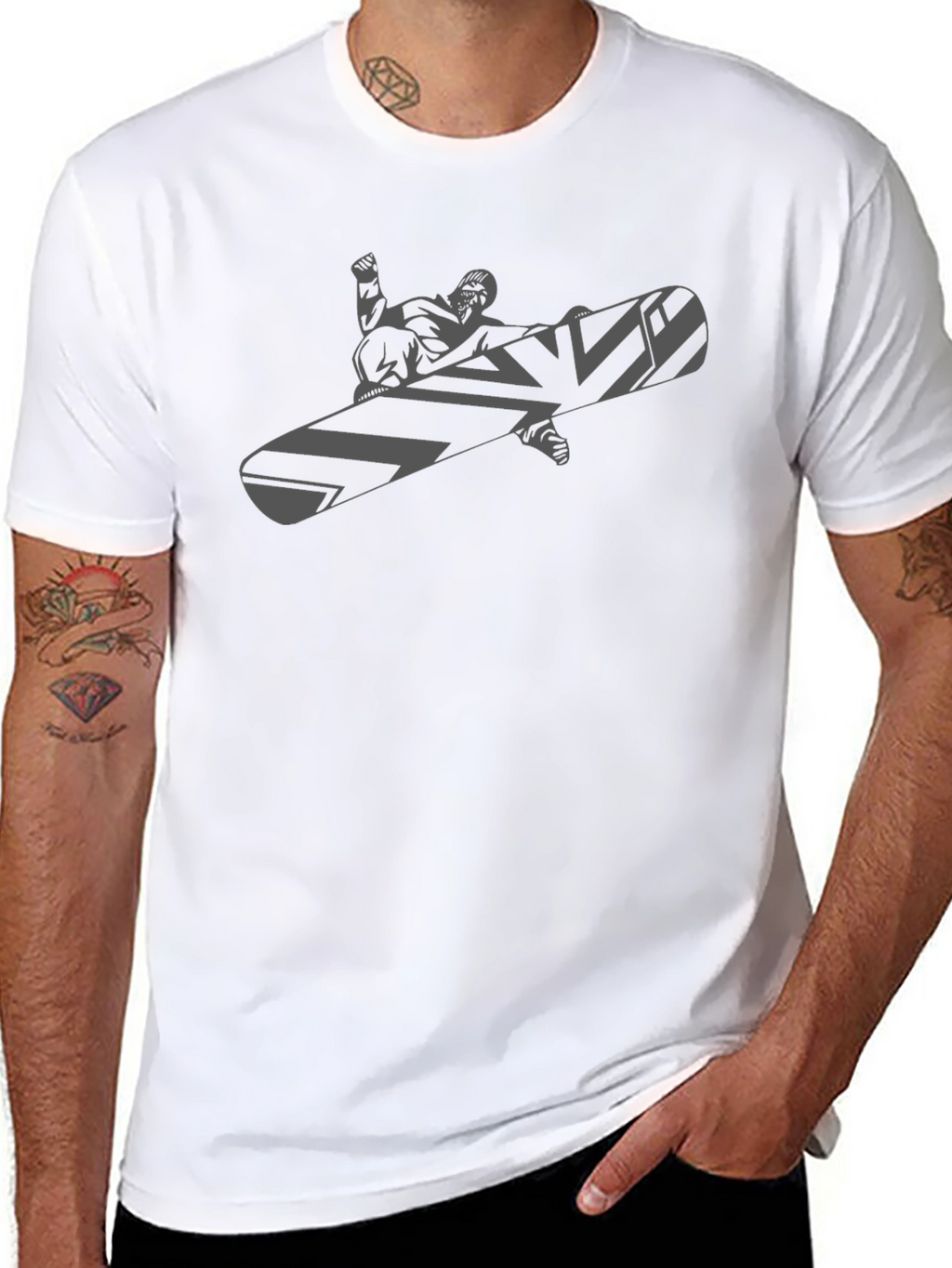 Mens Black Snowboard Graphic Tee