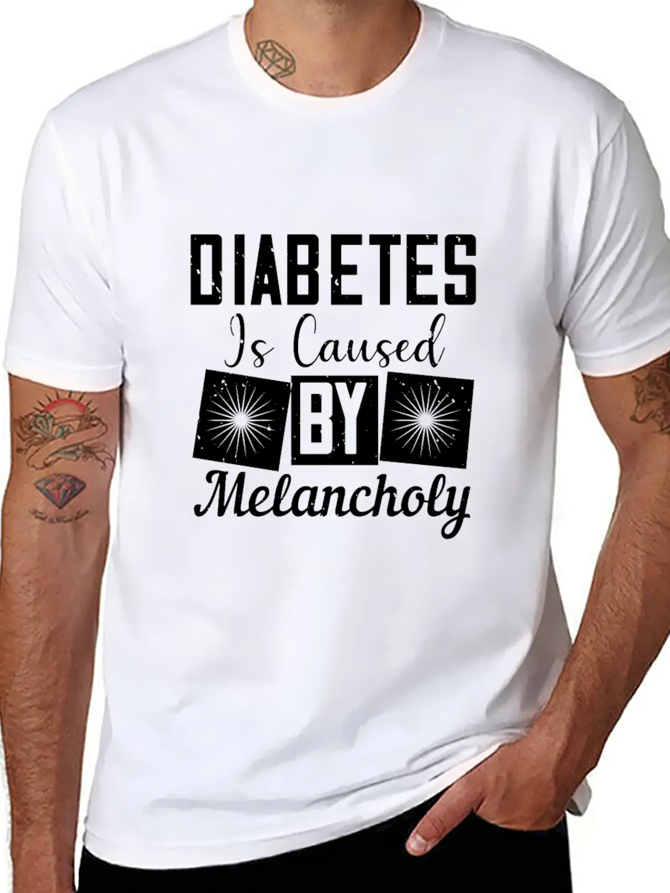 Diabetes Is Caused By Melancholy Essential Cotton Tee For Daily Outfits – Unisex Style