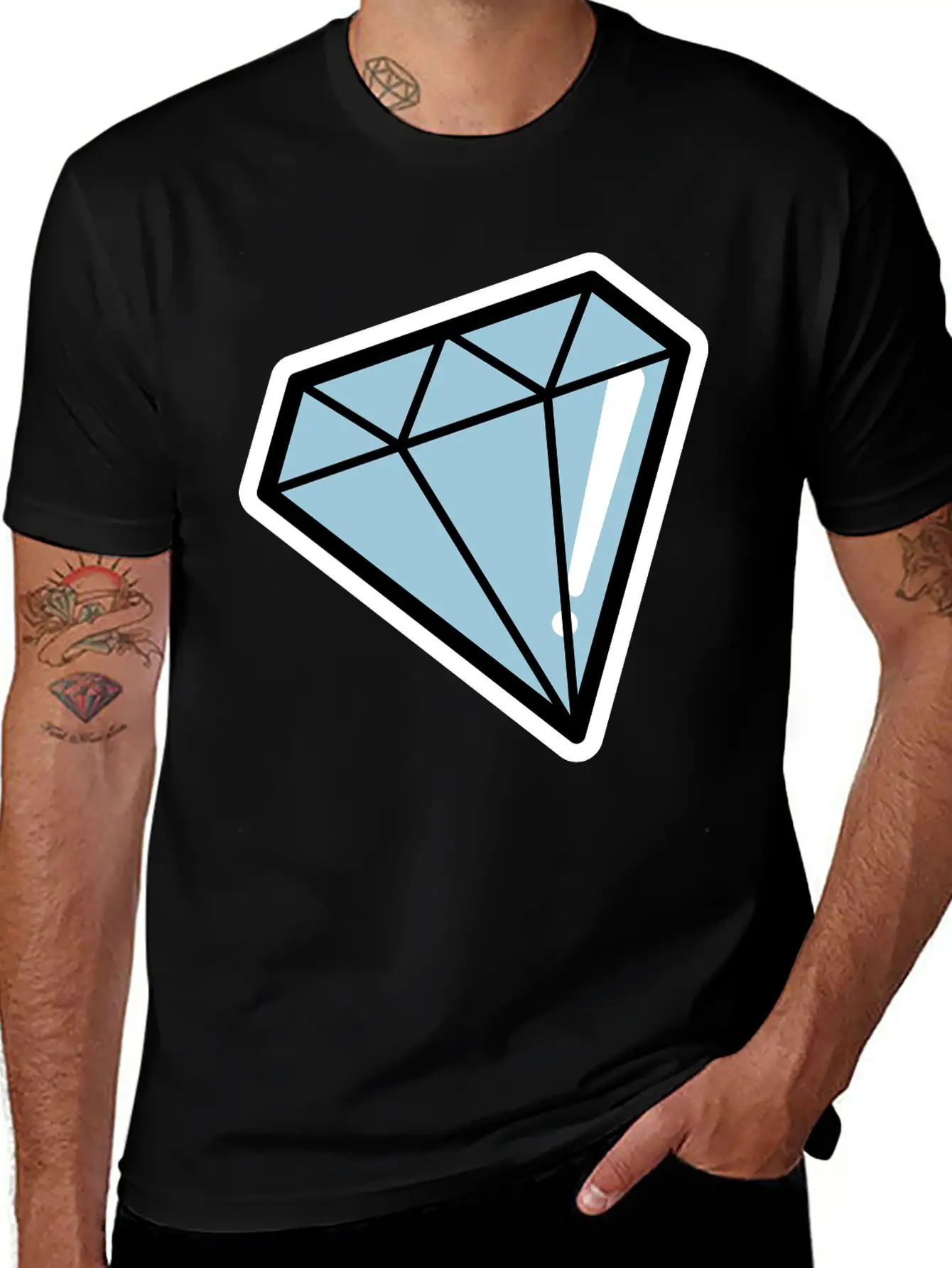 Diamond, Pop Art, Retro Diamond Essential Cotton Tee For Daily Outfits – Unisex Style