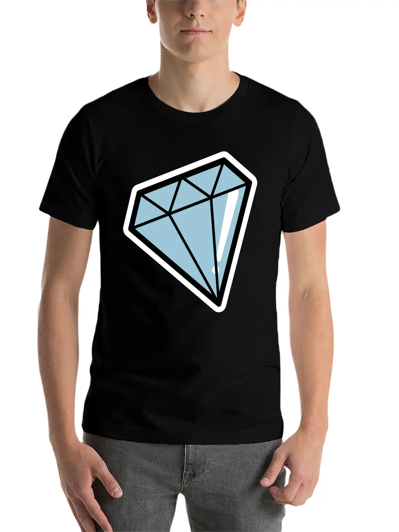 Diamond, Pop Art, Retro Diamond Essential Cotton Tee For Daily Outfits – Unisex Style
