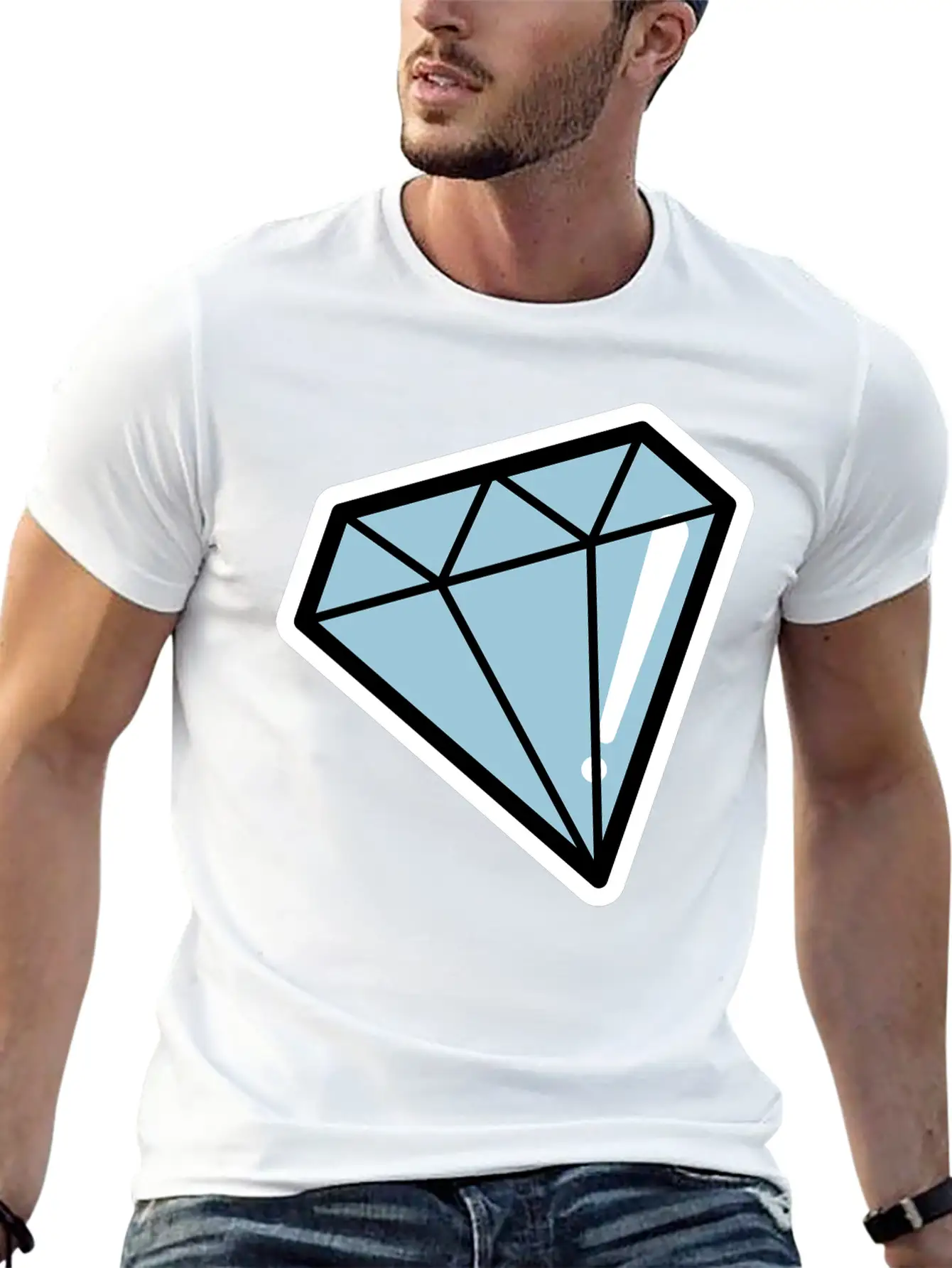 Diamond, Pop Art, Retro Diamond Essential Cotton Tee For Daily Outfits – Unisex Style