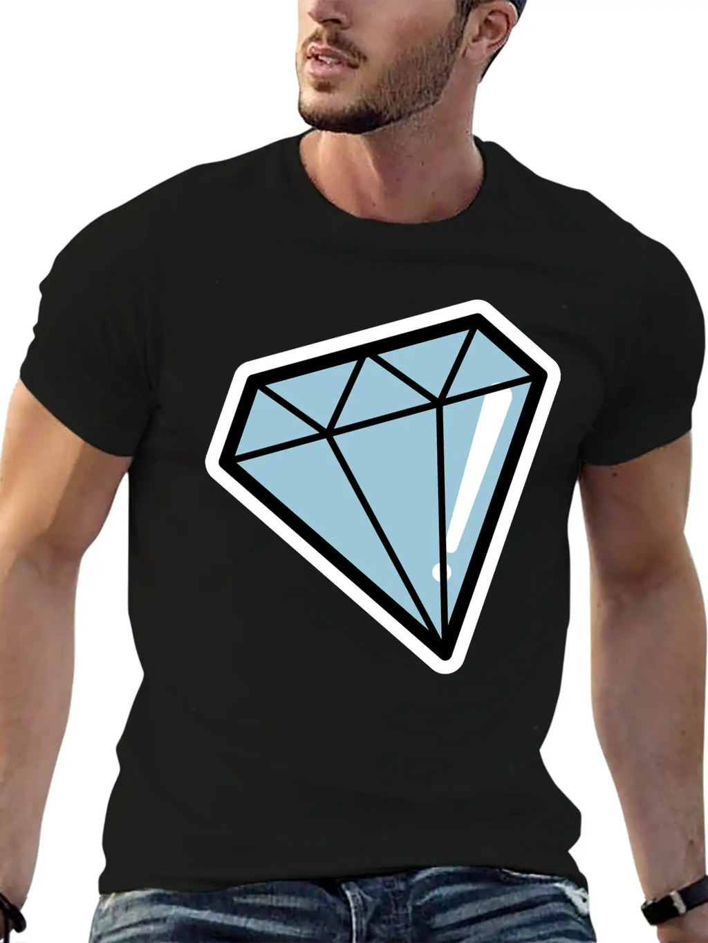 Diamond, Pop Art, Retro Diamond Essential Cotton Tee For Daily Outfits – Unisex Style