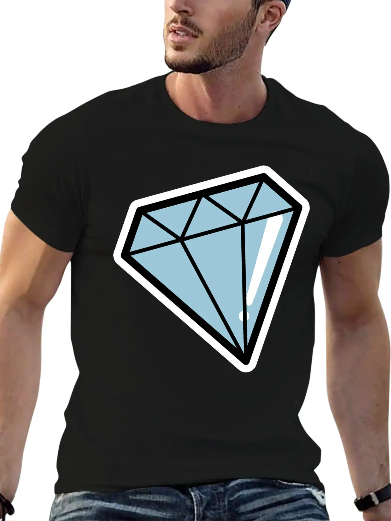 Diamond, Pop Art, Retro Diamond Essential Cotton Tee For Daily Outfits – Unisex Style