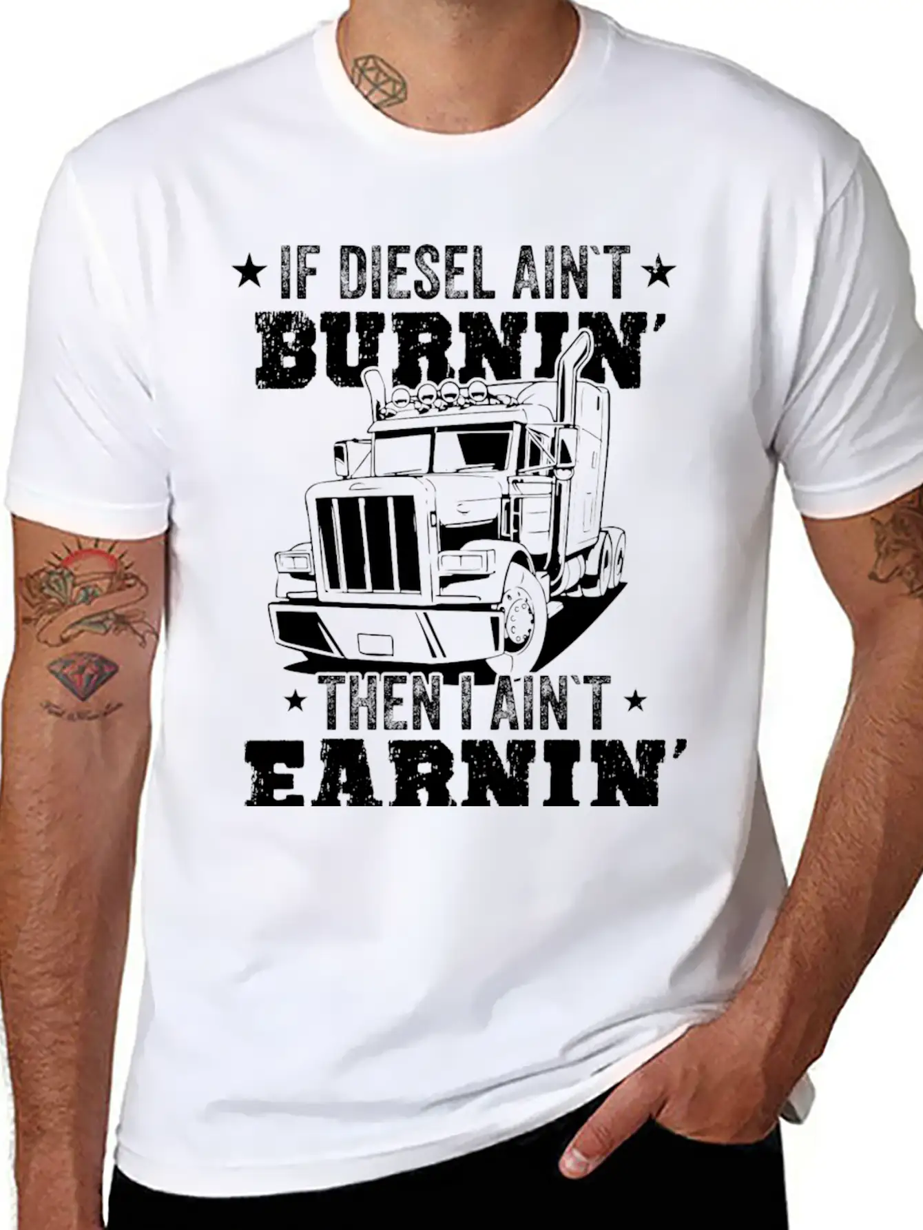 Diesel Burning Truck Driver Gift Timeless Short Sleeve Tee – Comfy And Minimalist Design