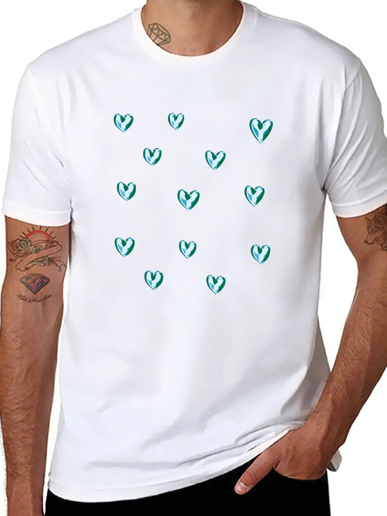 Dihearts Pattern Symbol Love Heart Silver Shamonds Classic Cotton Tee – Unisex Comfort For Any Season