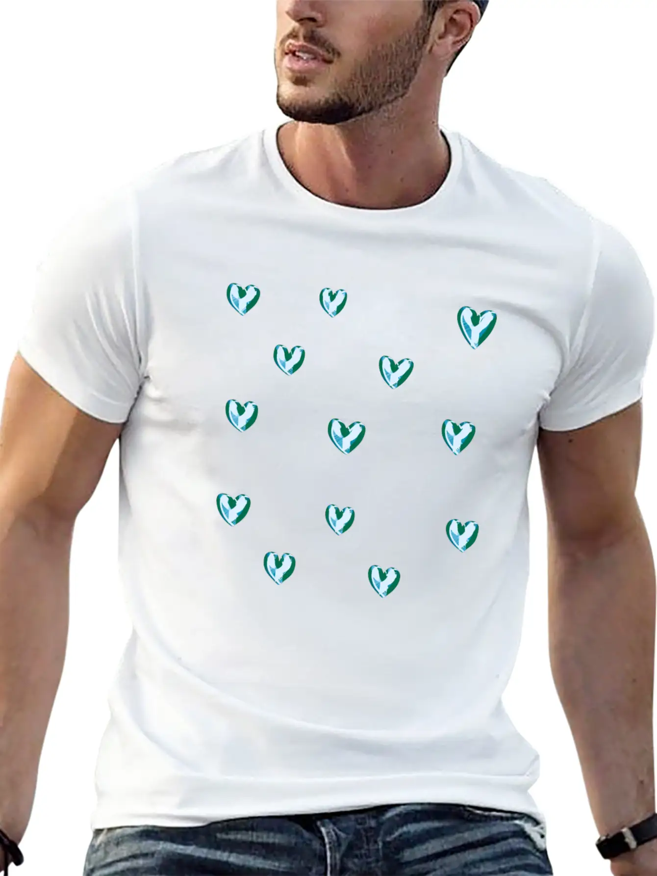 Dihearts Pattern Symbol Love Heart Silver Shamonds Classic Cotton Tee – Unisex Comfort For Any Season