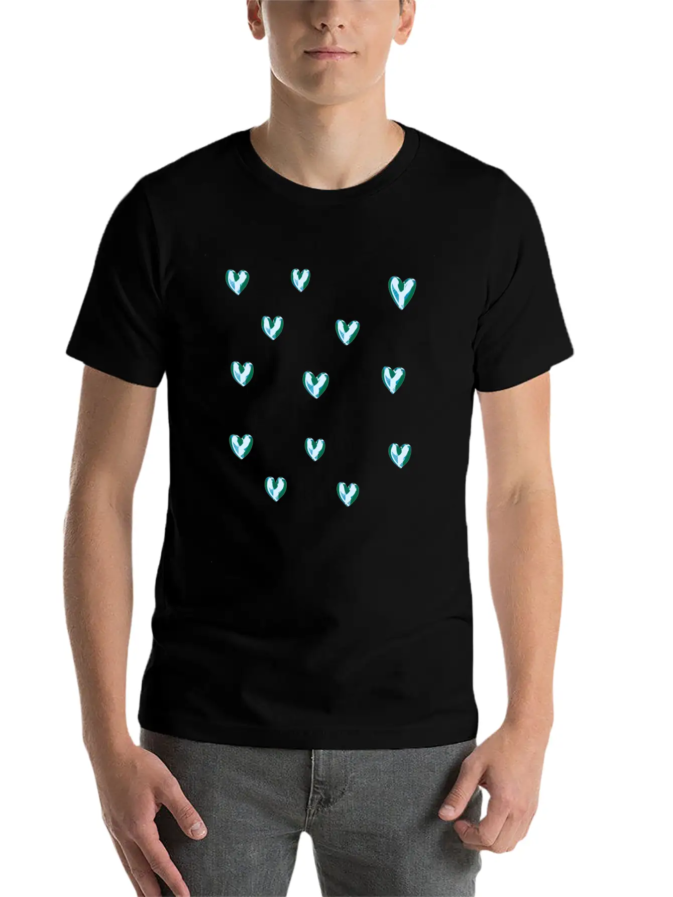 Dihearts Pattern Symbol Love Heart Silver Shamonds Classic Cotton Tee – Unisex Comfort For Any Season